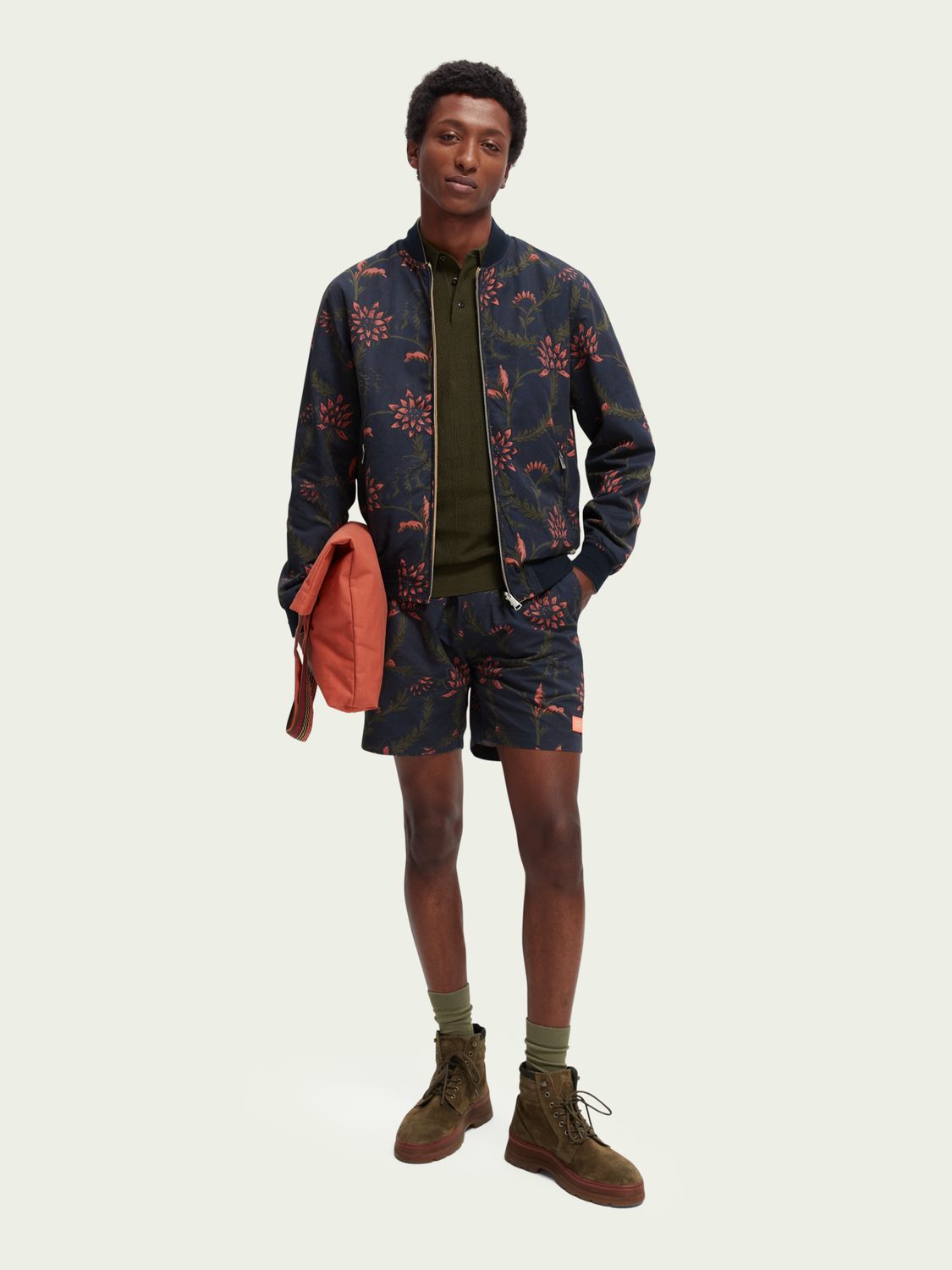 Navy Floral Swim Trunks