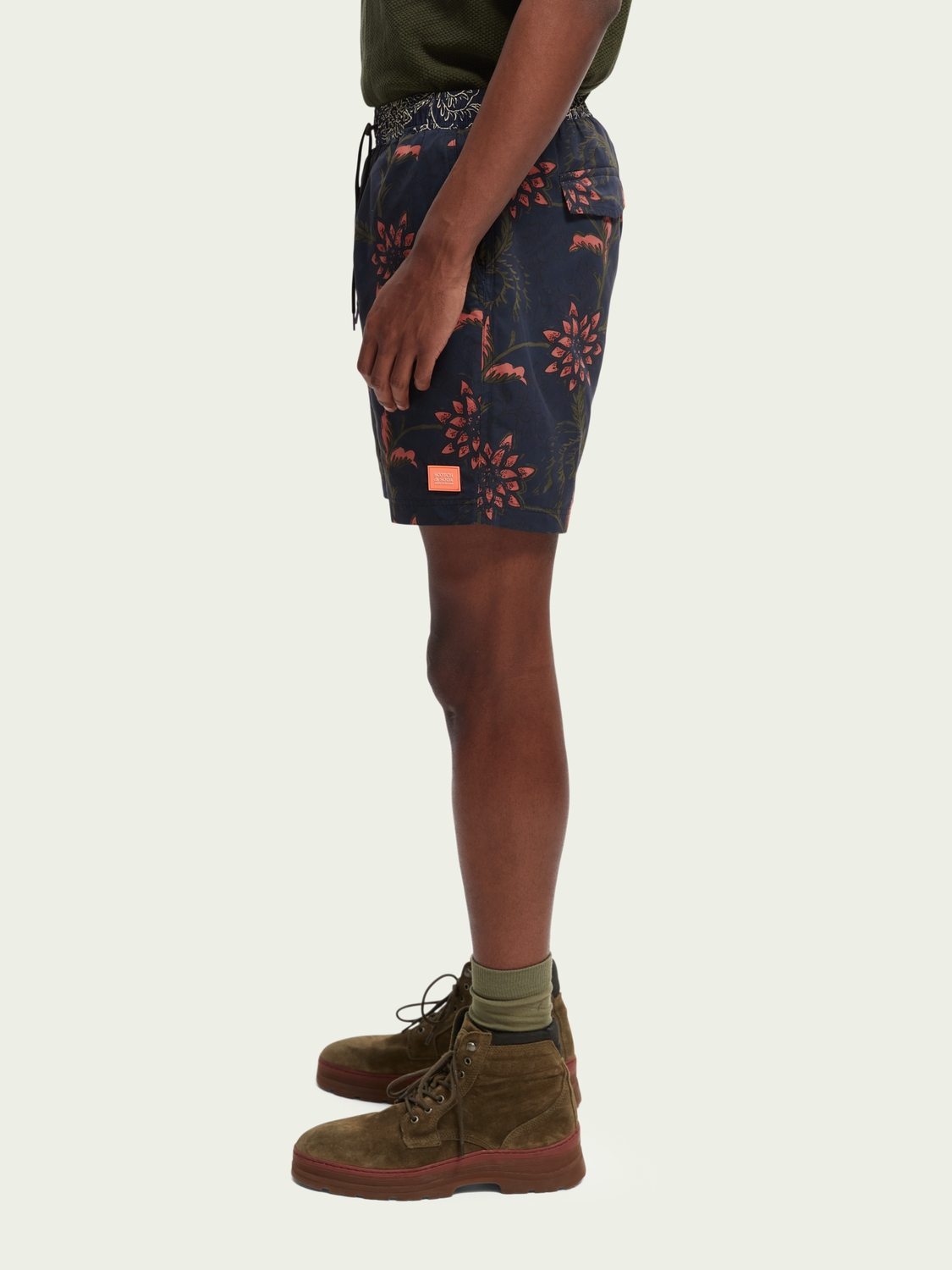 Navy Floral Swim Trunks