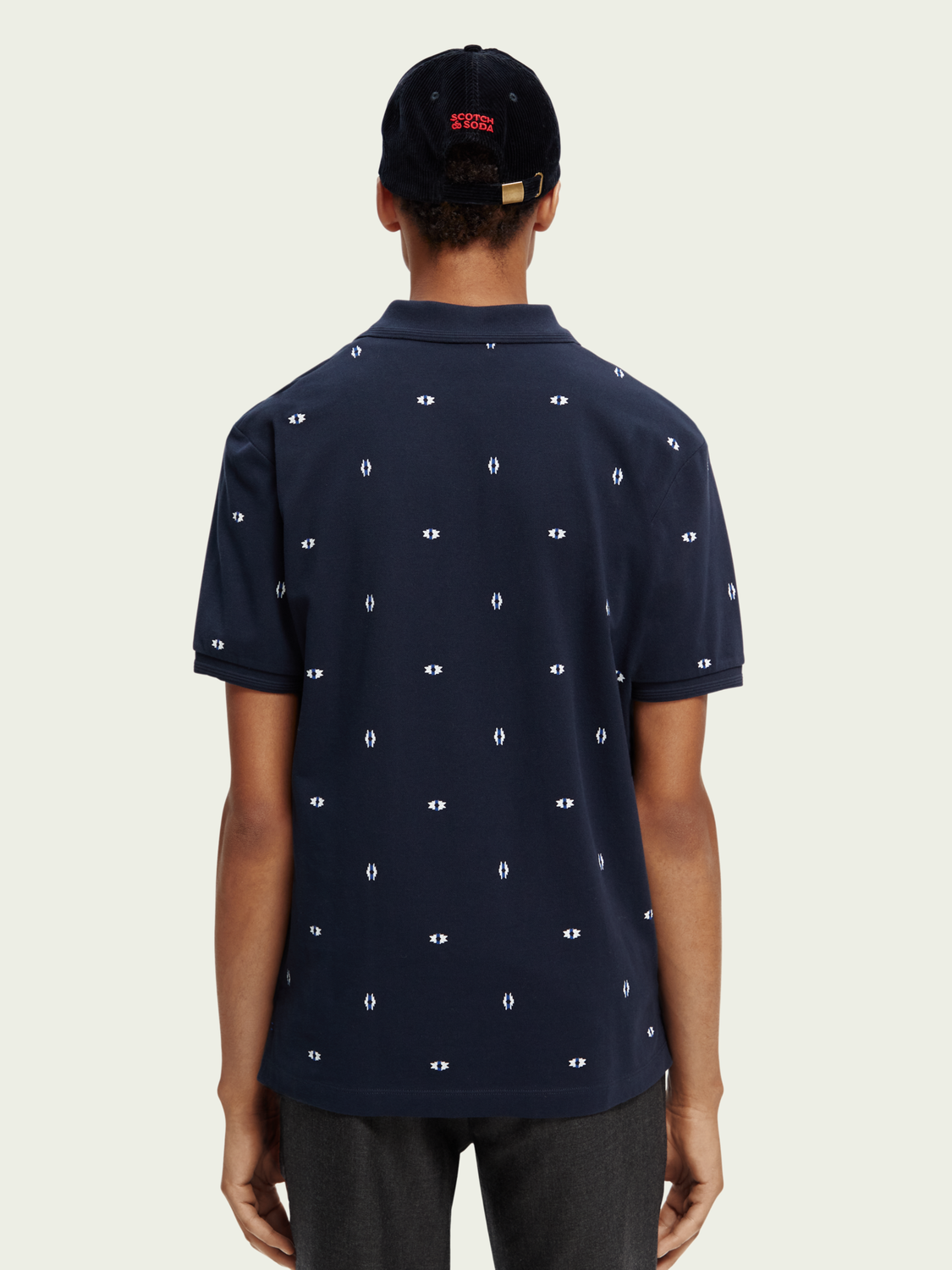 Cotton Pique Polo Blue Aztec