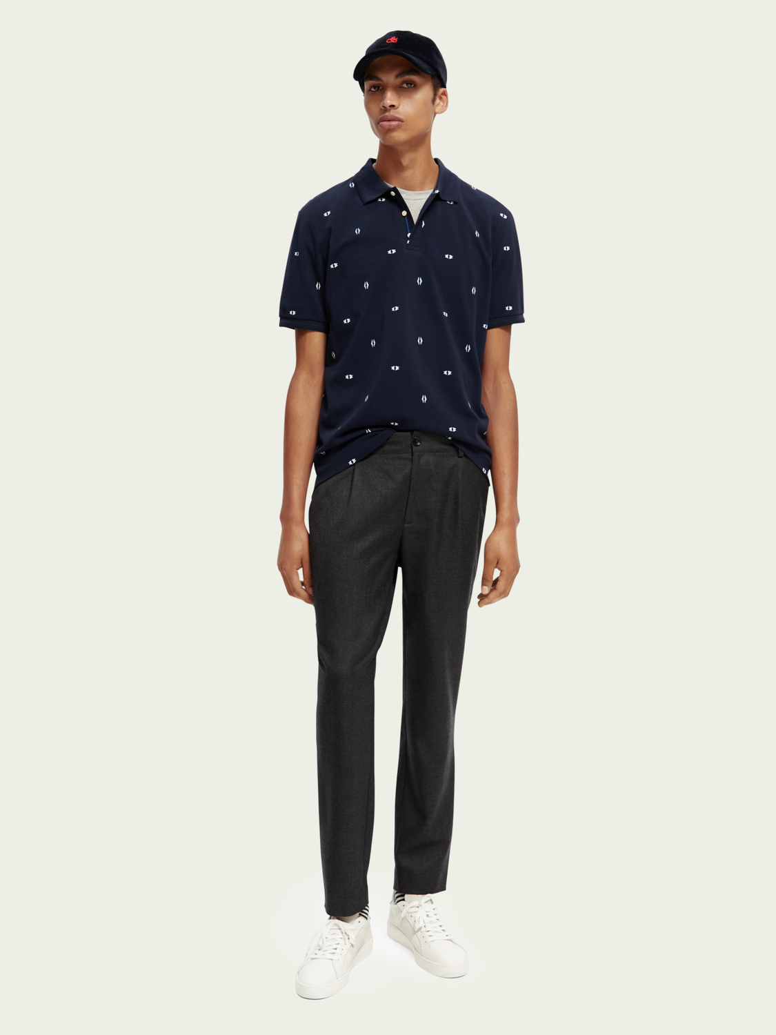 Cotton Pique Polo Blue Aztec