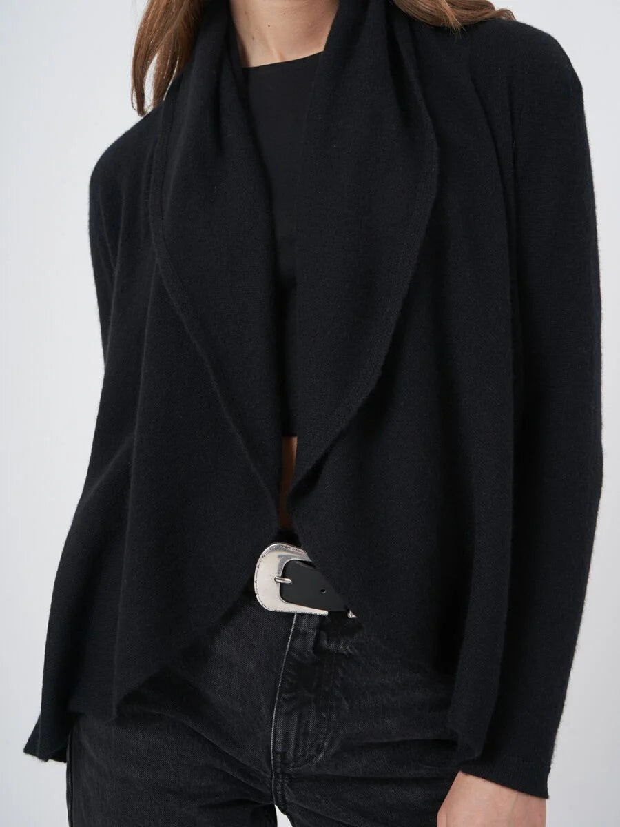 Black Shawl Cashmere Cardigan