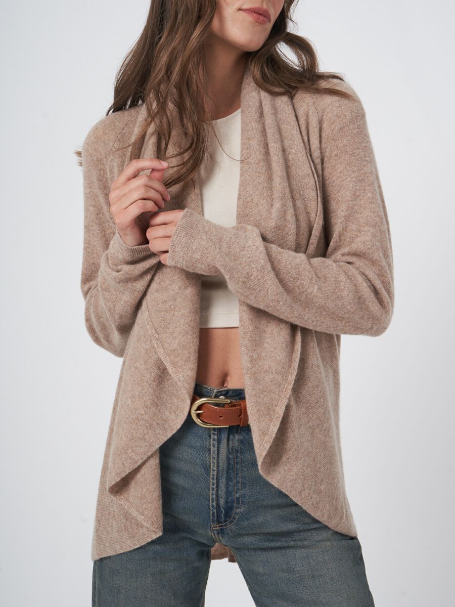 Taupe Shawl Cashmere Cardigan