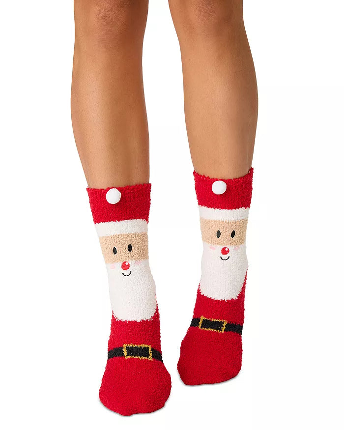 Red Santa Pom Pom Socks