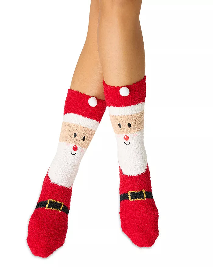 Red Santa Pom Pom Socks