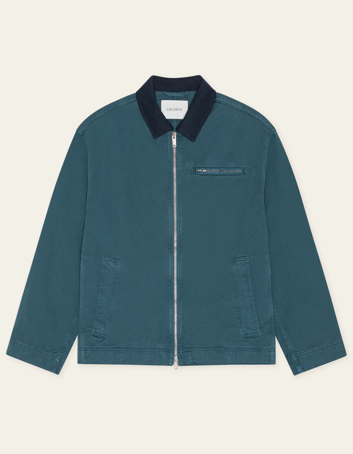 Dark Denim Blue Twill Zipper Jacket