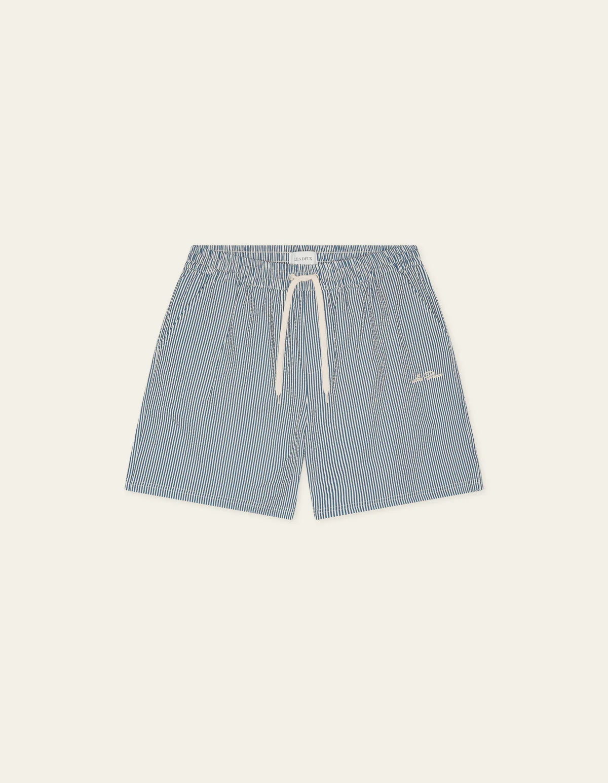 Denim Blue Stripe Seersucker Swim Shorts