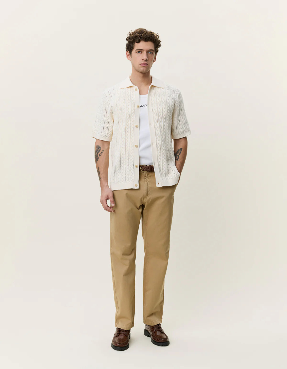 Eggnog Cable Knitted SS Shirt