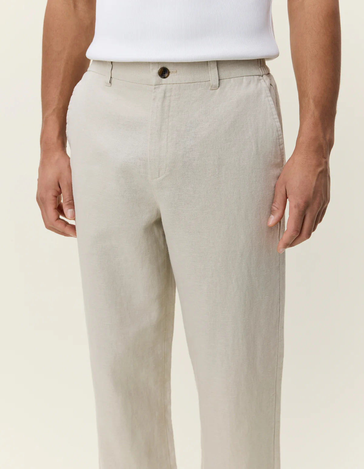 Light Sand Linen Suit Pants