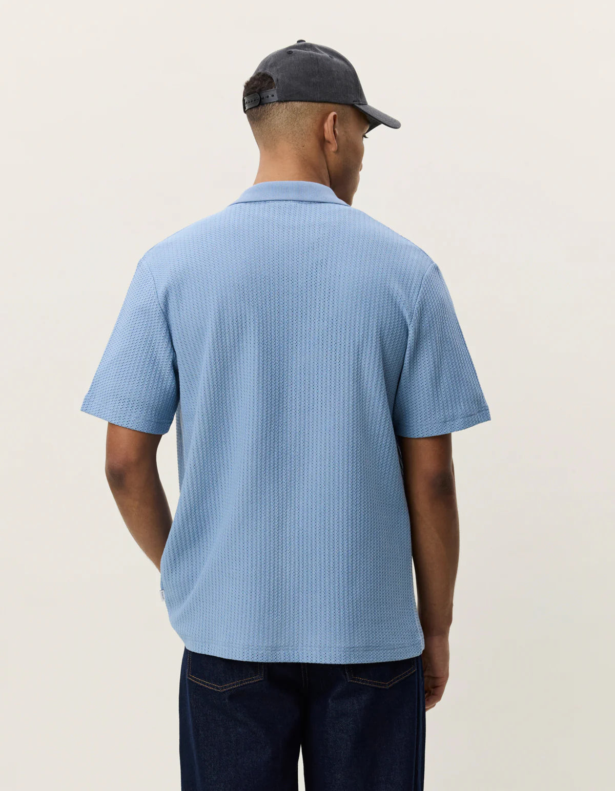 Faded Blue Pointelle SS Shirt