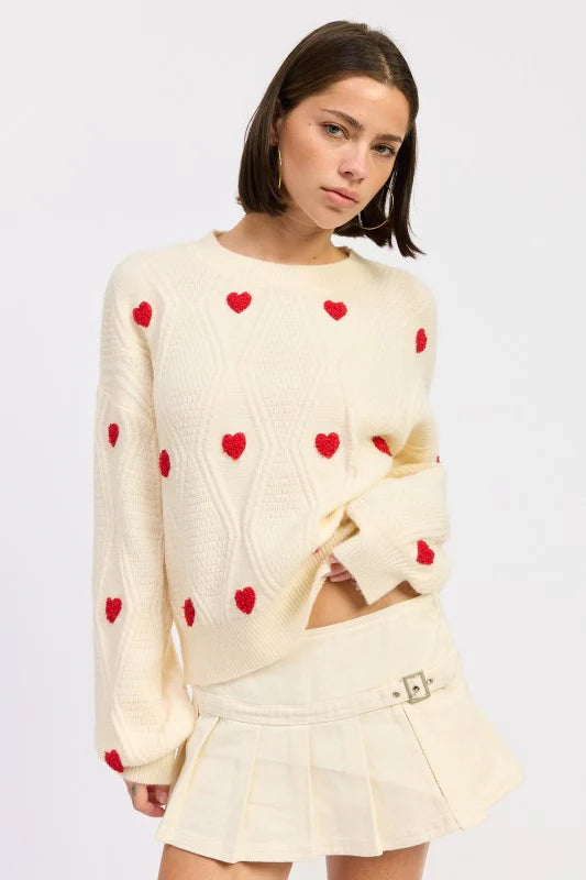 Heart Embroidered Sweater
