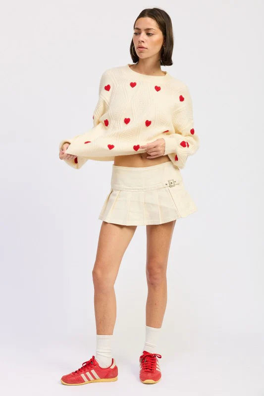 Heart Embroidered Sweater