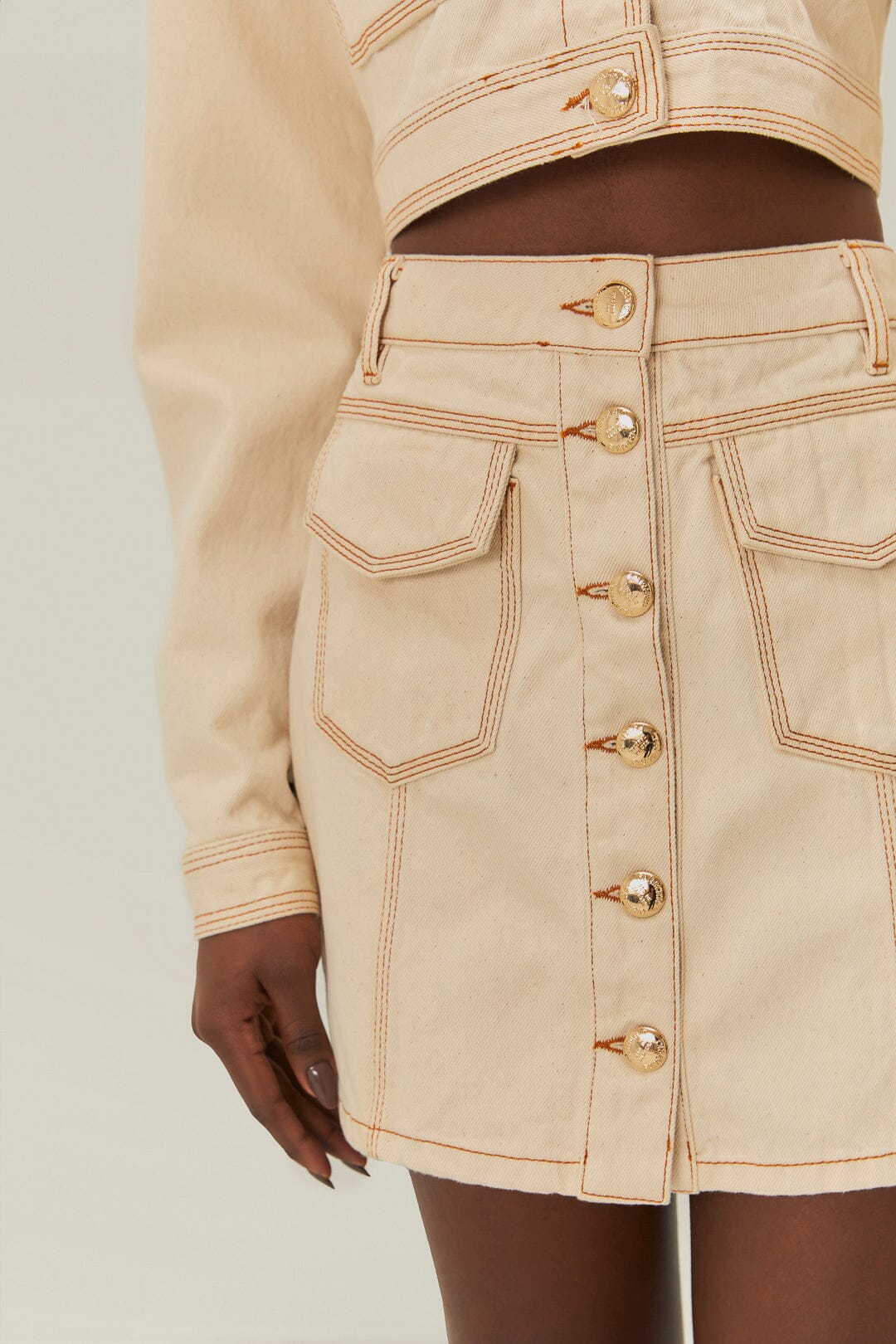 Off White Gabardine Mini Skirt