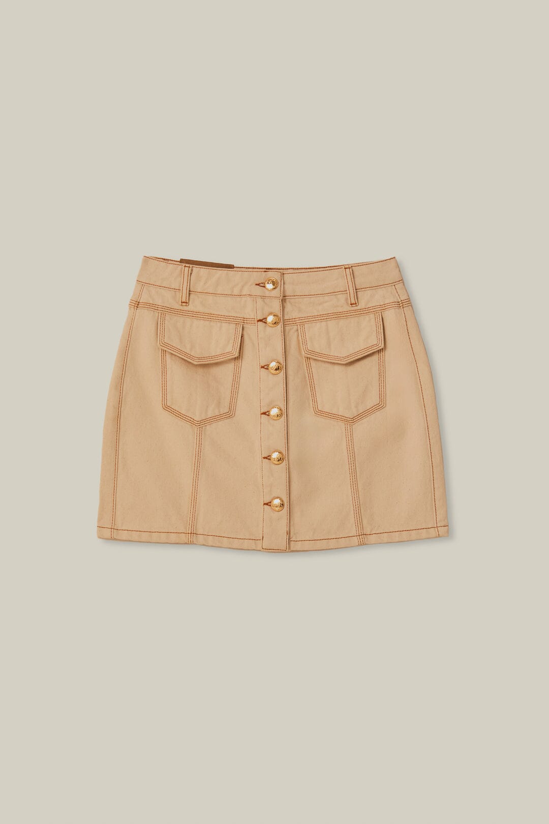 Off White Gabardine Mini Skirt