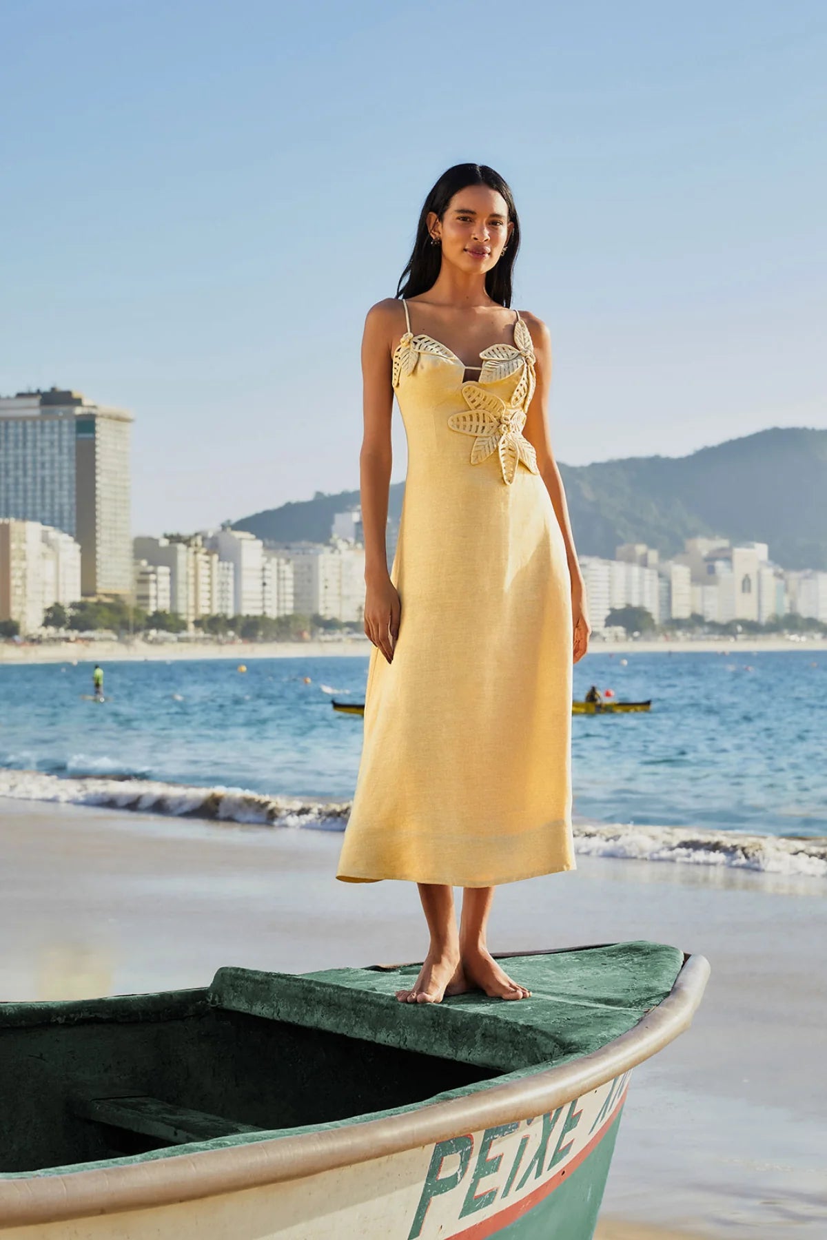 Sand Flowered Bust Dress