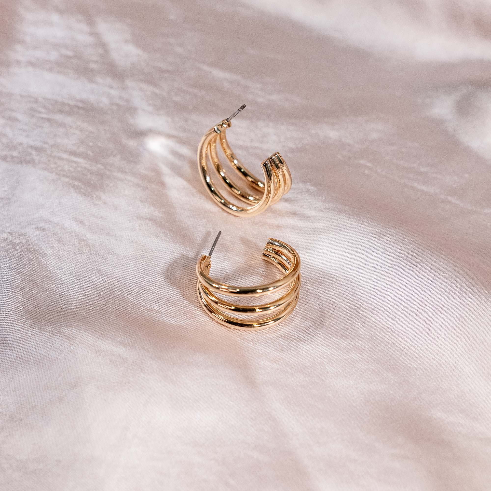 Triple Band Gold Hoops