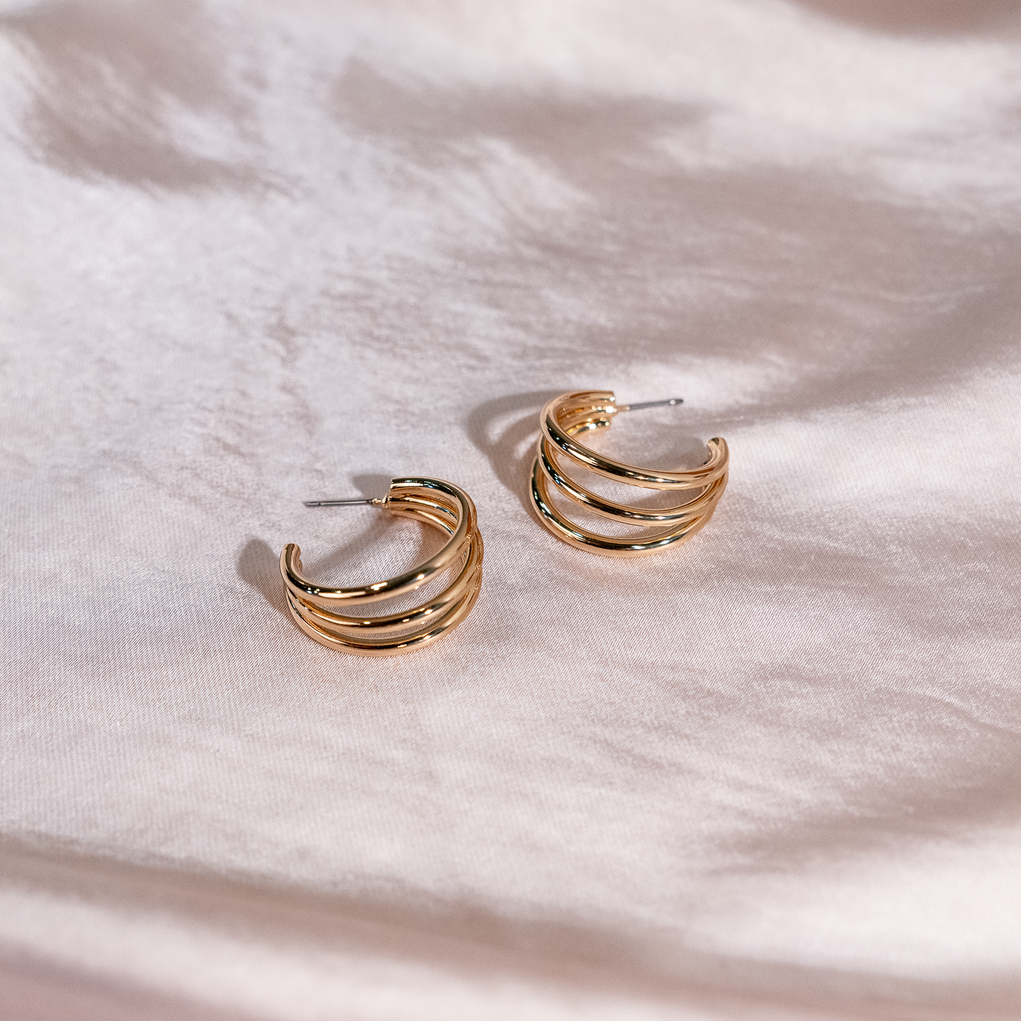 Triple Band Gold Hoops