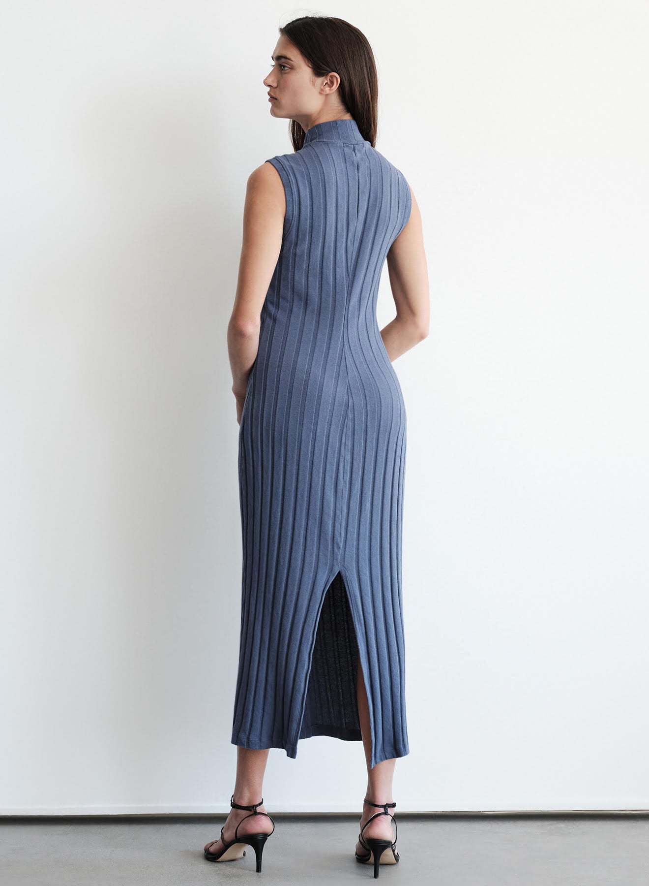 Denim Railway Rib Neck Dress
