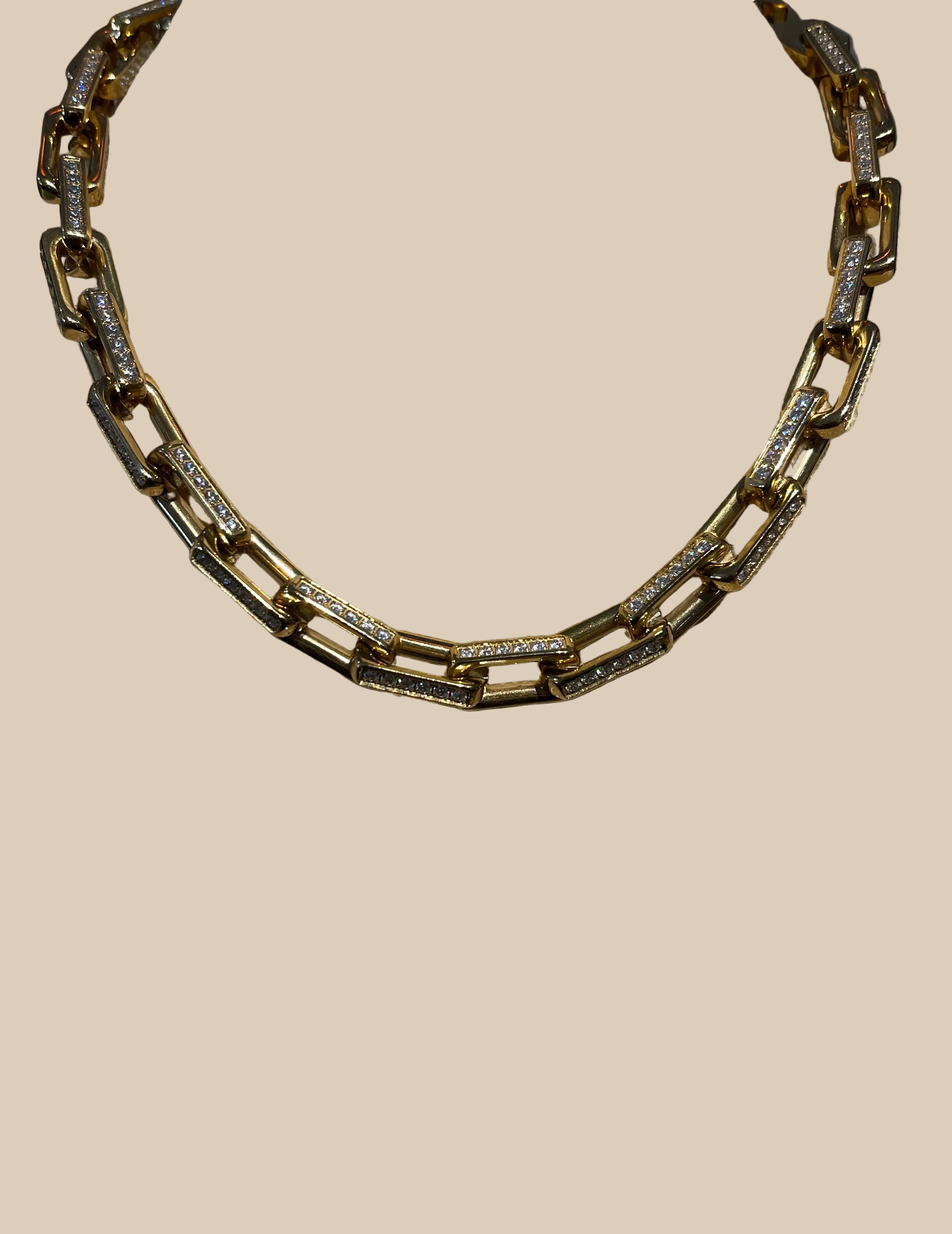 Gold Large Diamond Paperclip Necklace