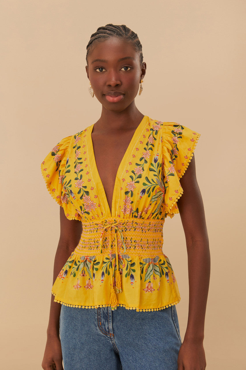 Yellow Delicate Flowers Blouse