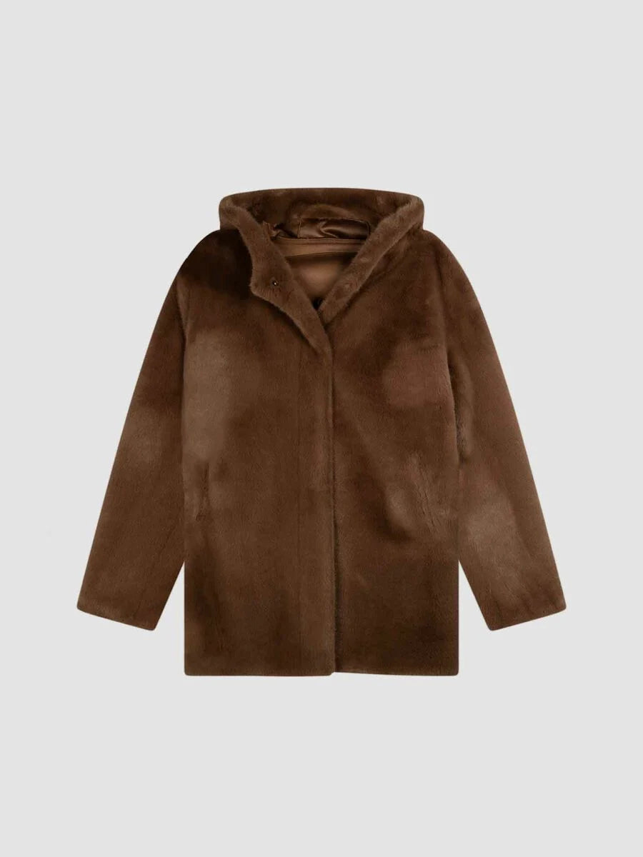 Coffee Reversible Faux Fur Coat