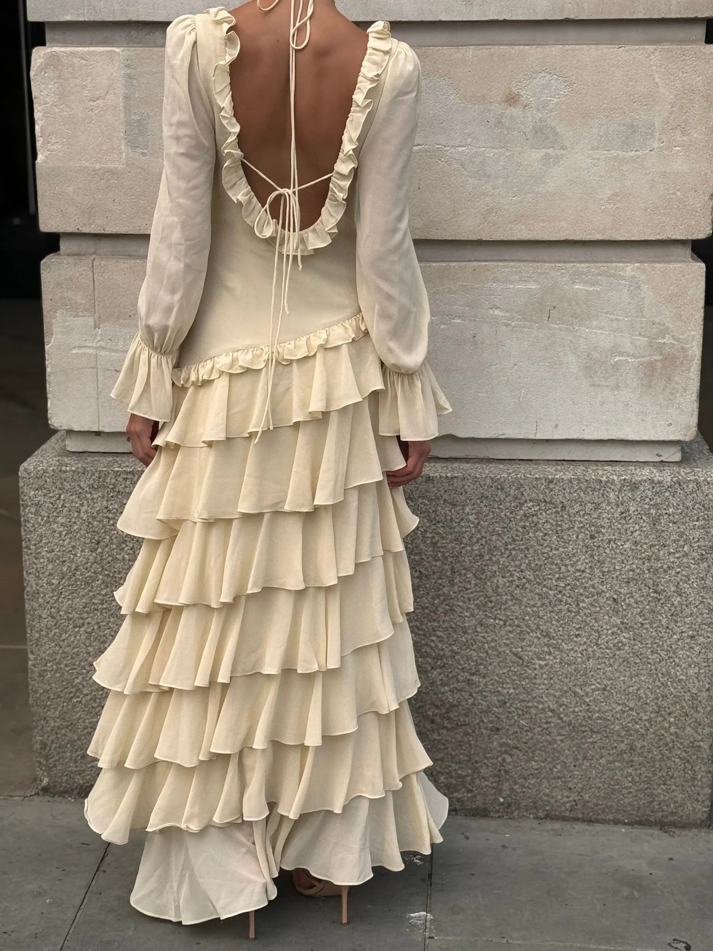 Cream ALB Ruffle Dress