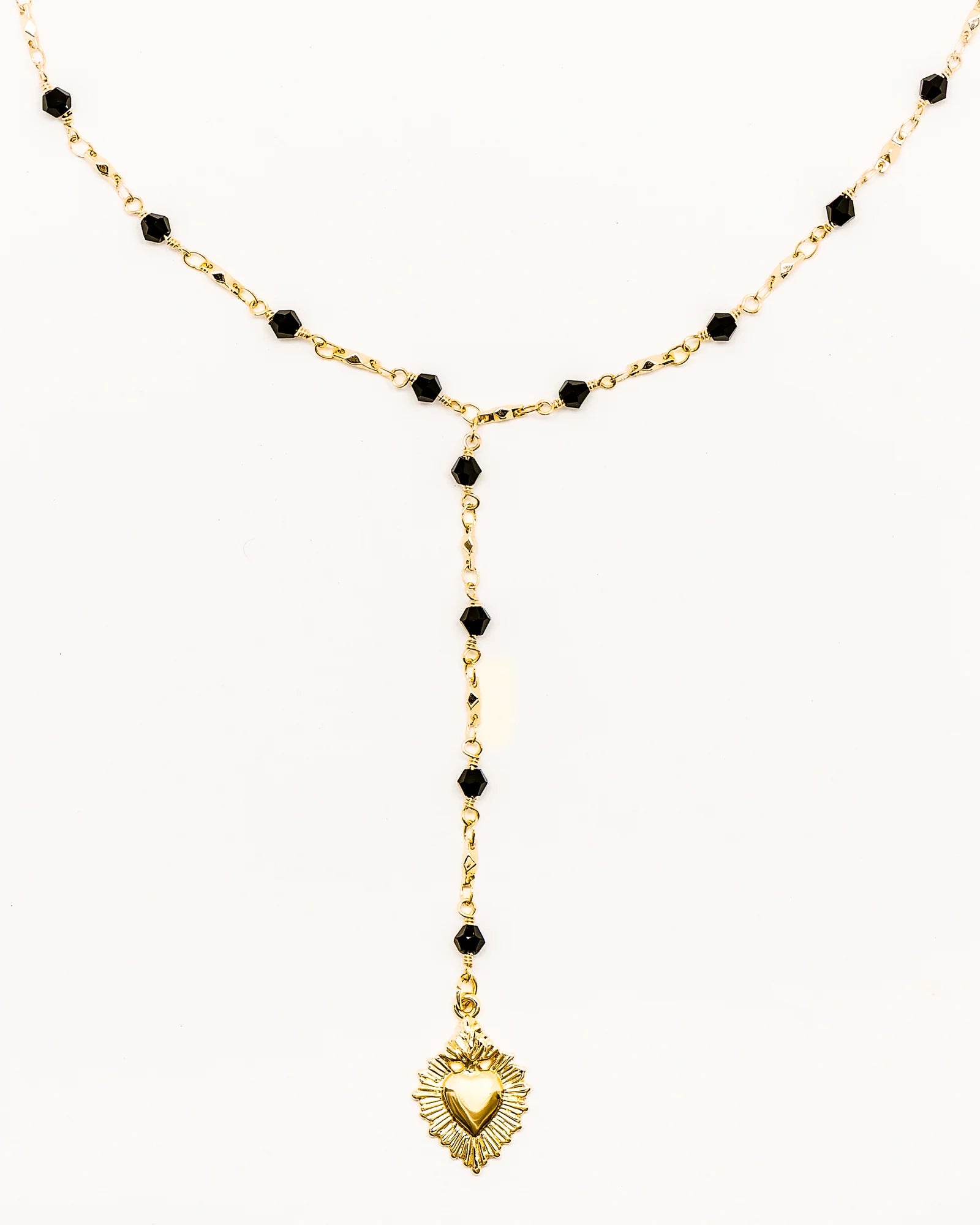 Black La Reina Crystal Rosary