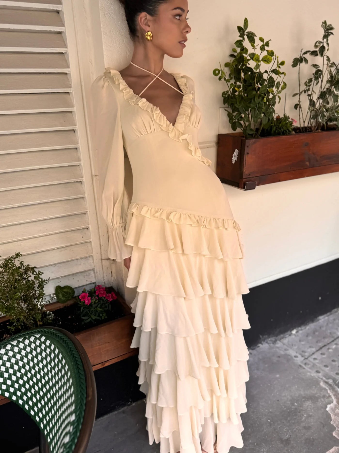 Cream ALB Ruffle Dress