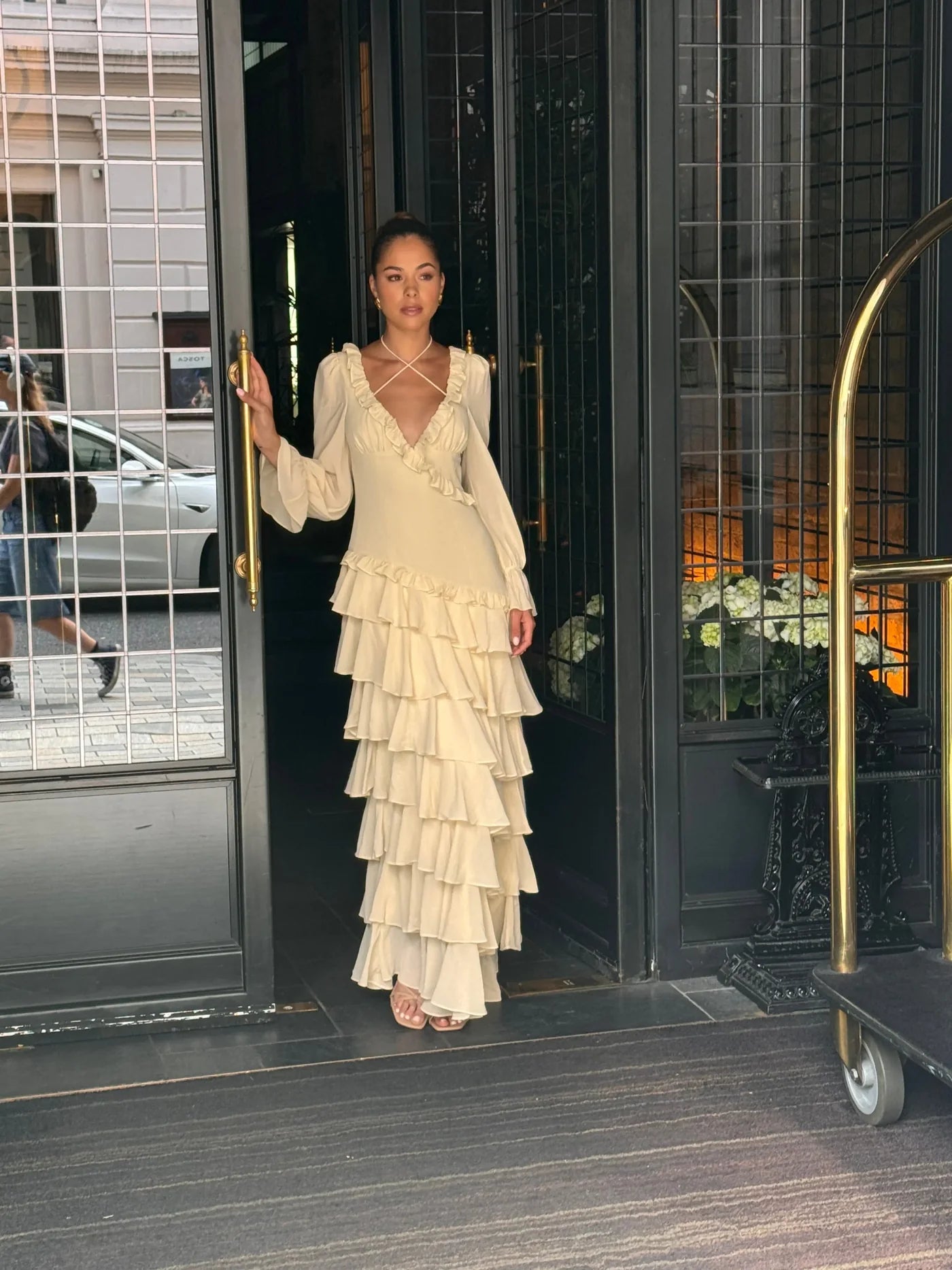 Cream ALB Ruffle Dress