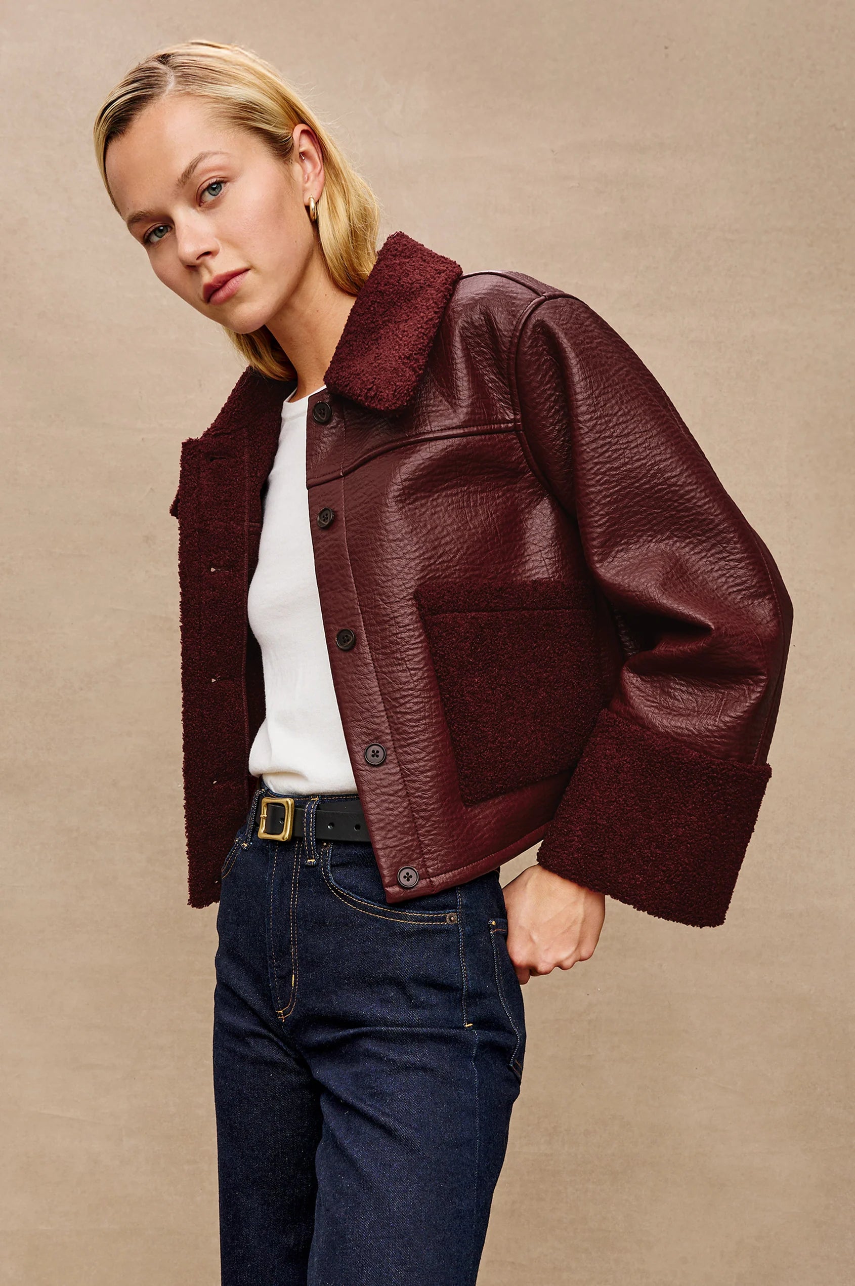 Maroon Shearling Dria