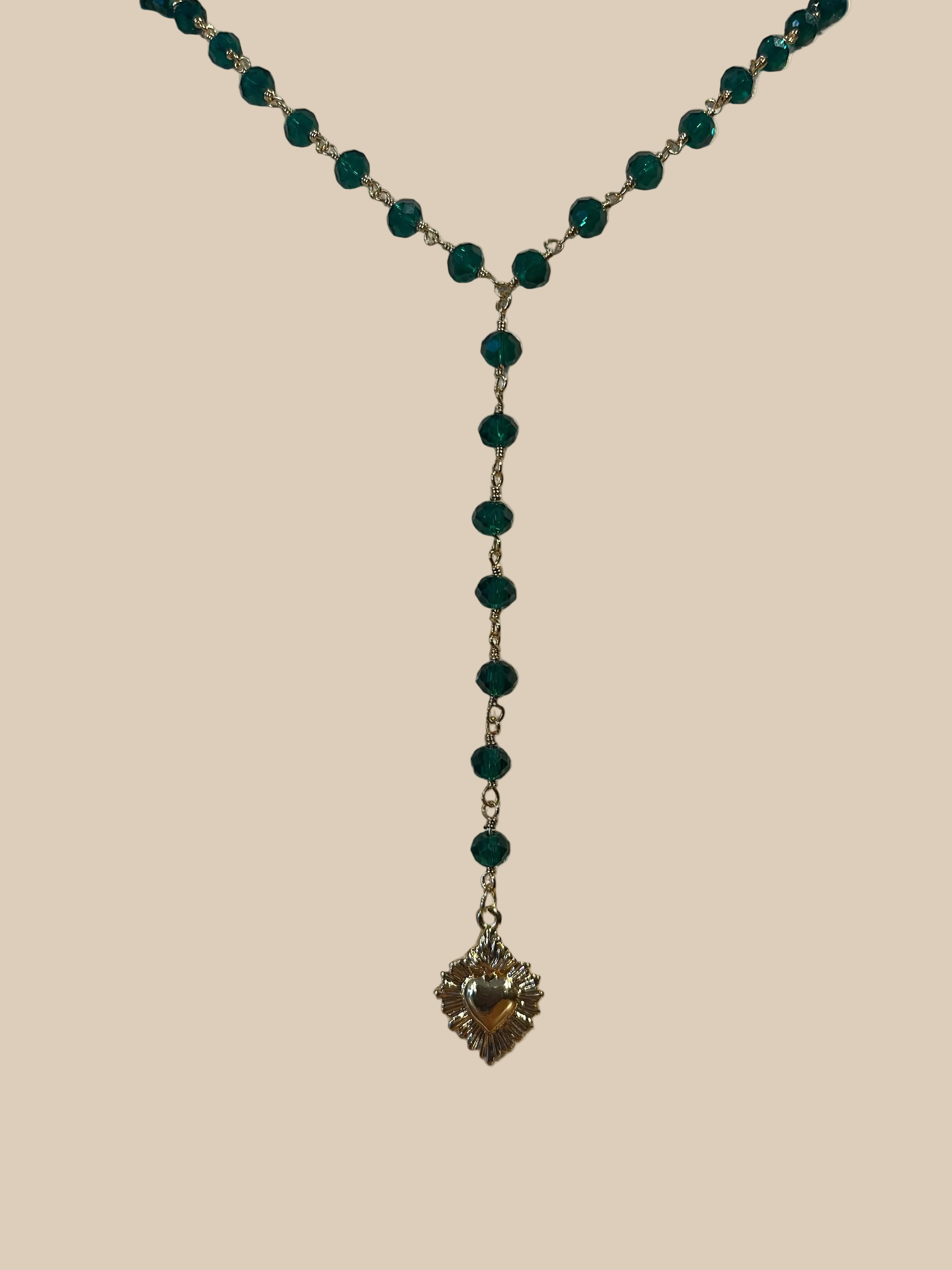 Emerald La Reina Crystal Rosary