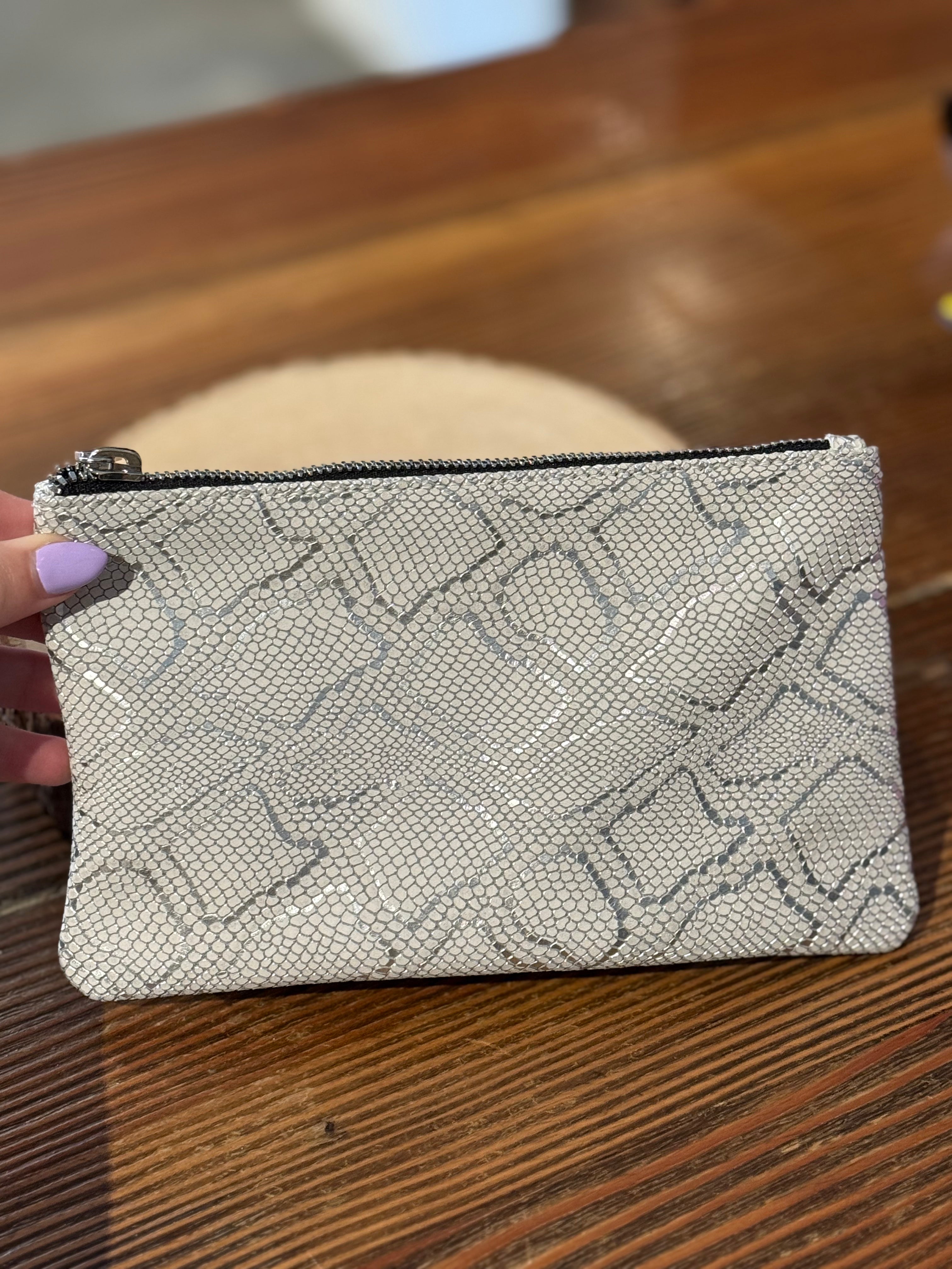 Silver Python Phone Pouch