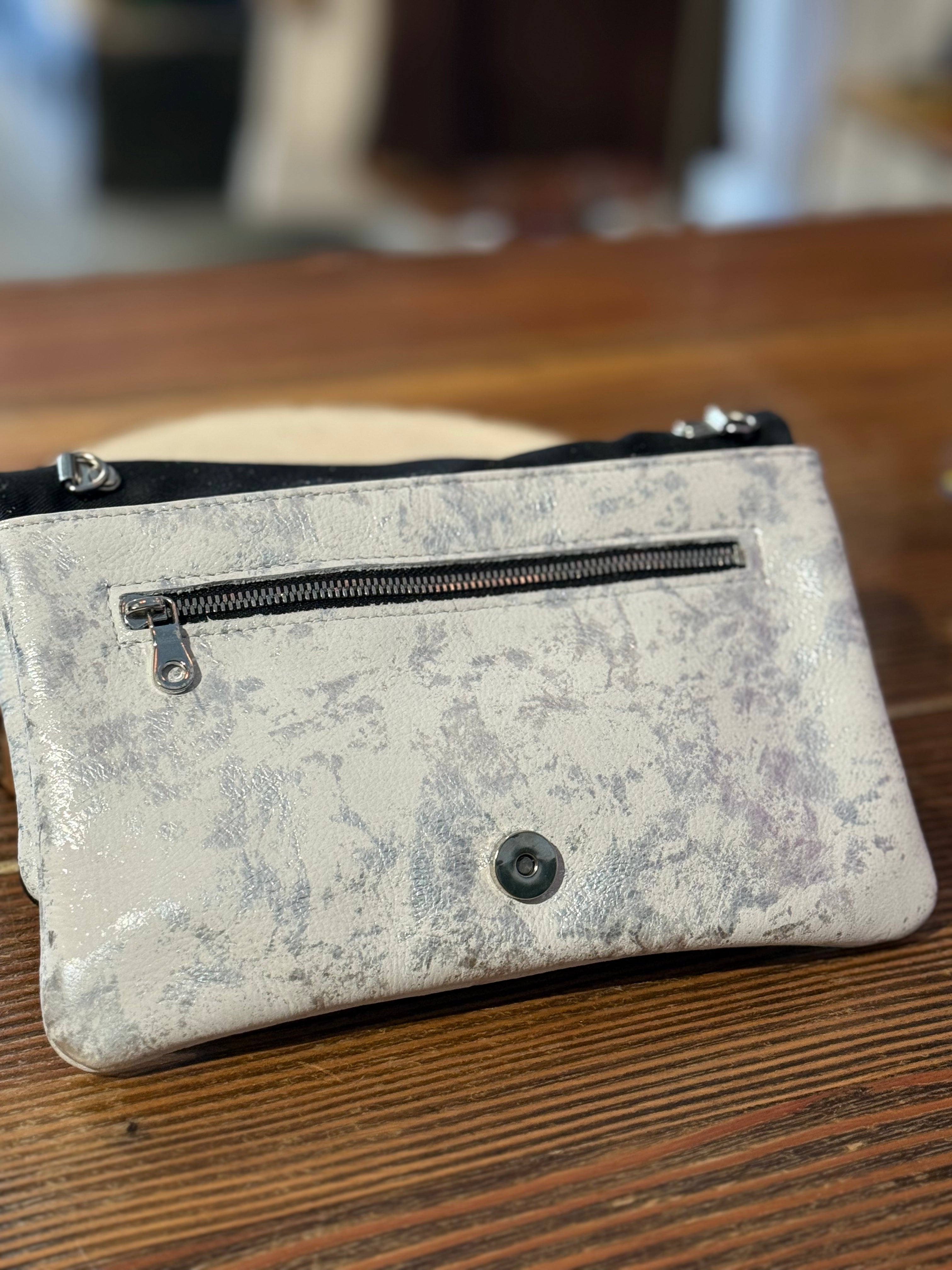 White Silver Metallic Belt Bag