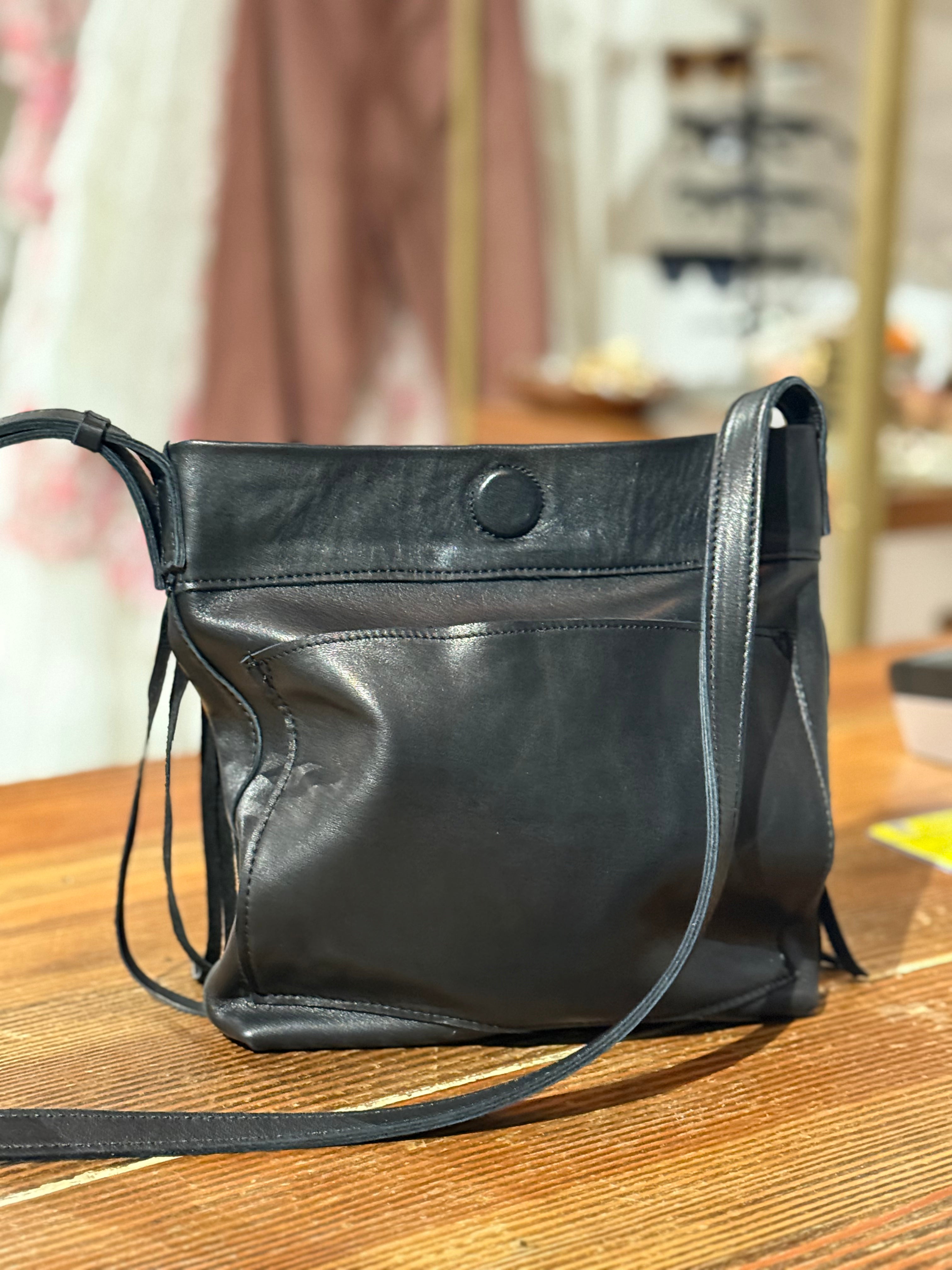 Black Front Fringe Mini Crossbody Tote