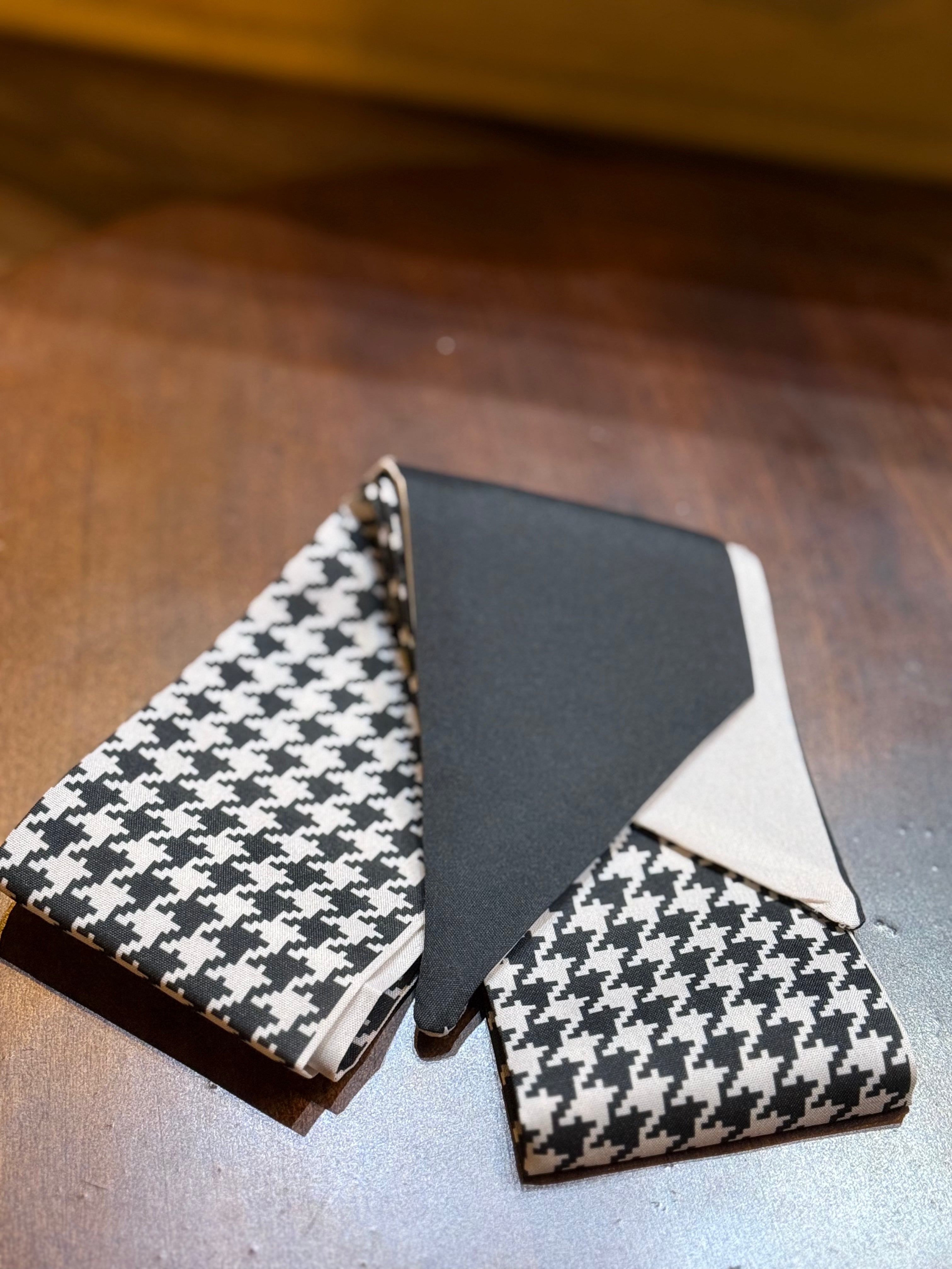 Black Houndstooth Skinny Scarf