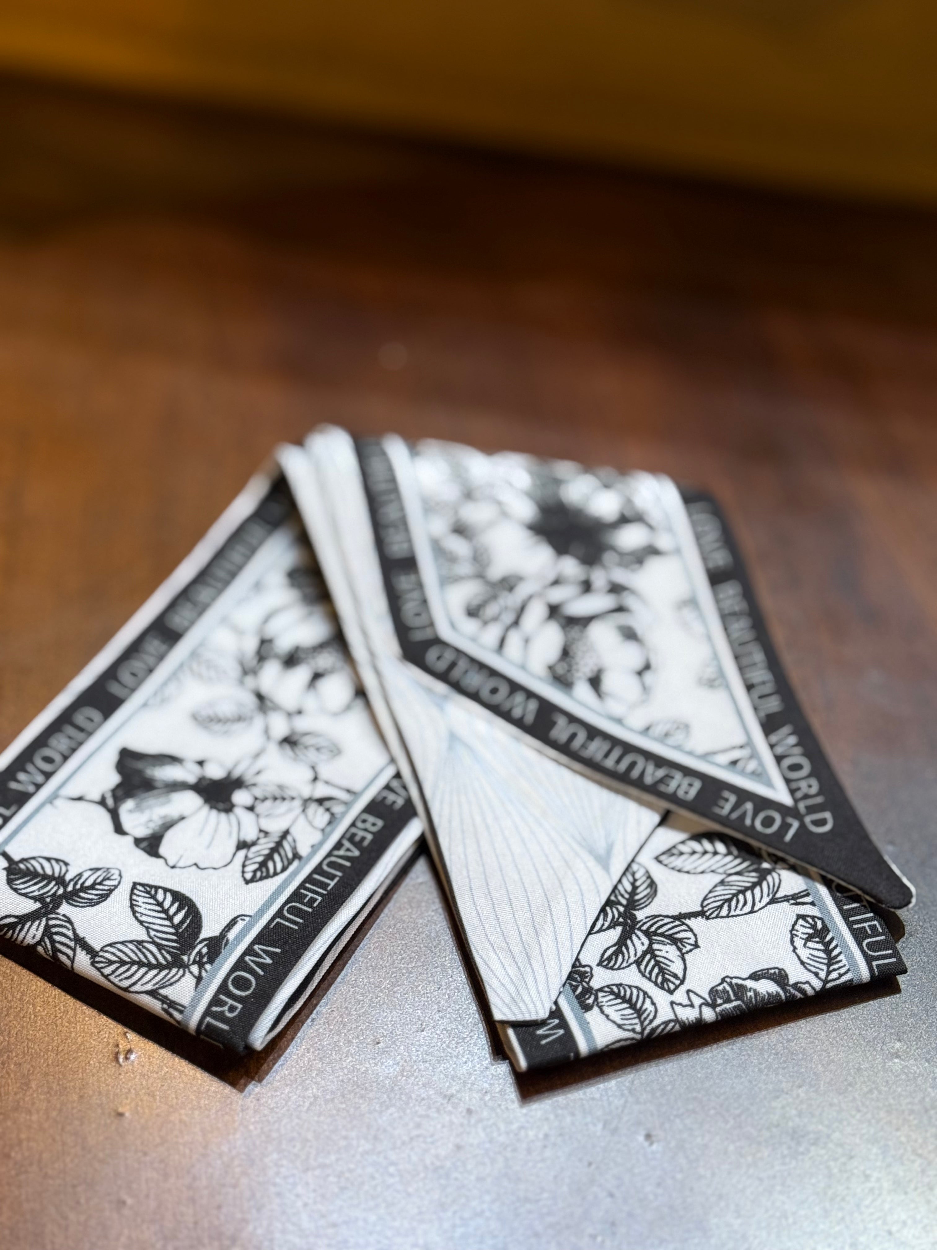 Black Floral Skinny Scarf