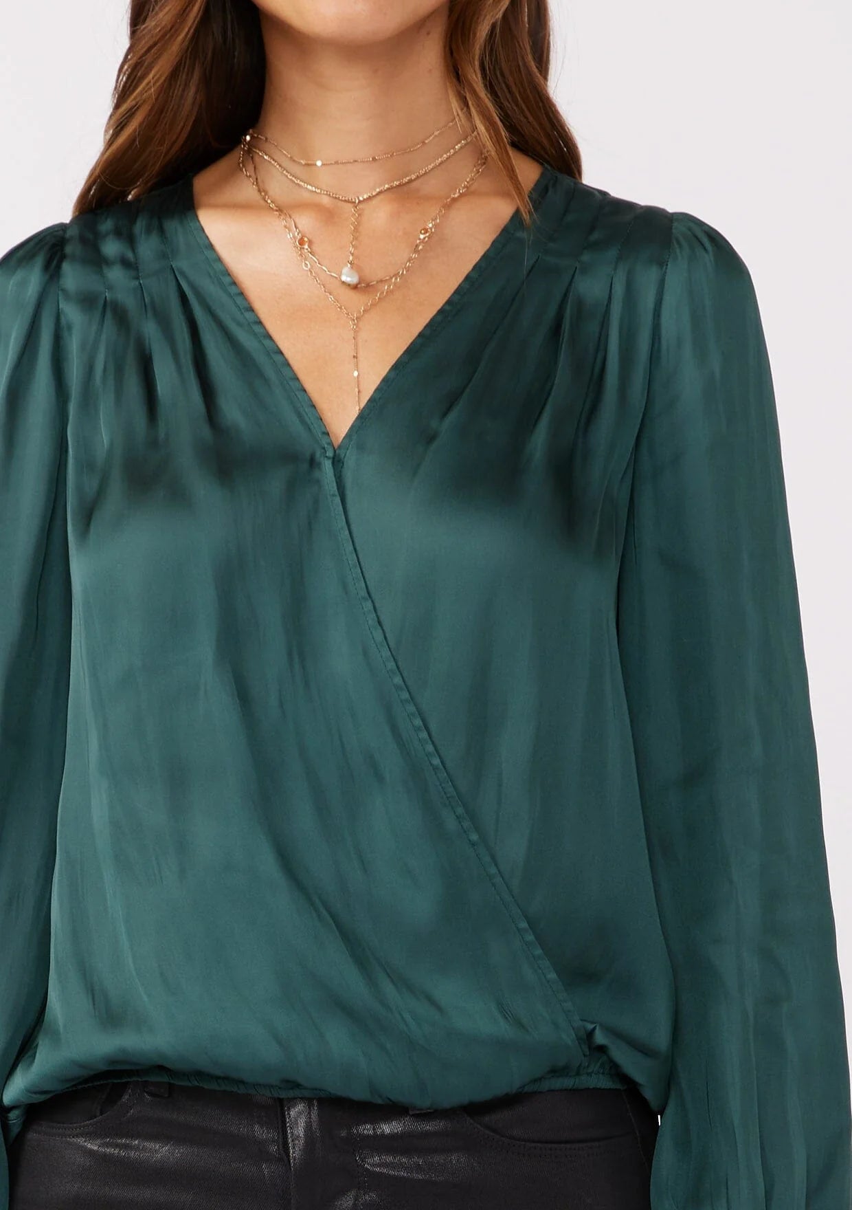 Teal Ramona Surplice Blouse
