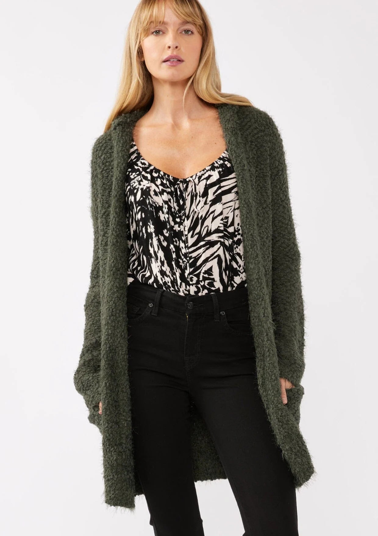 Olive Homebody Hooded Cardi