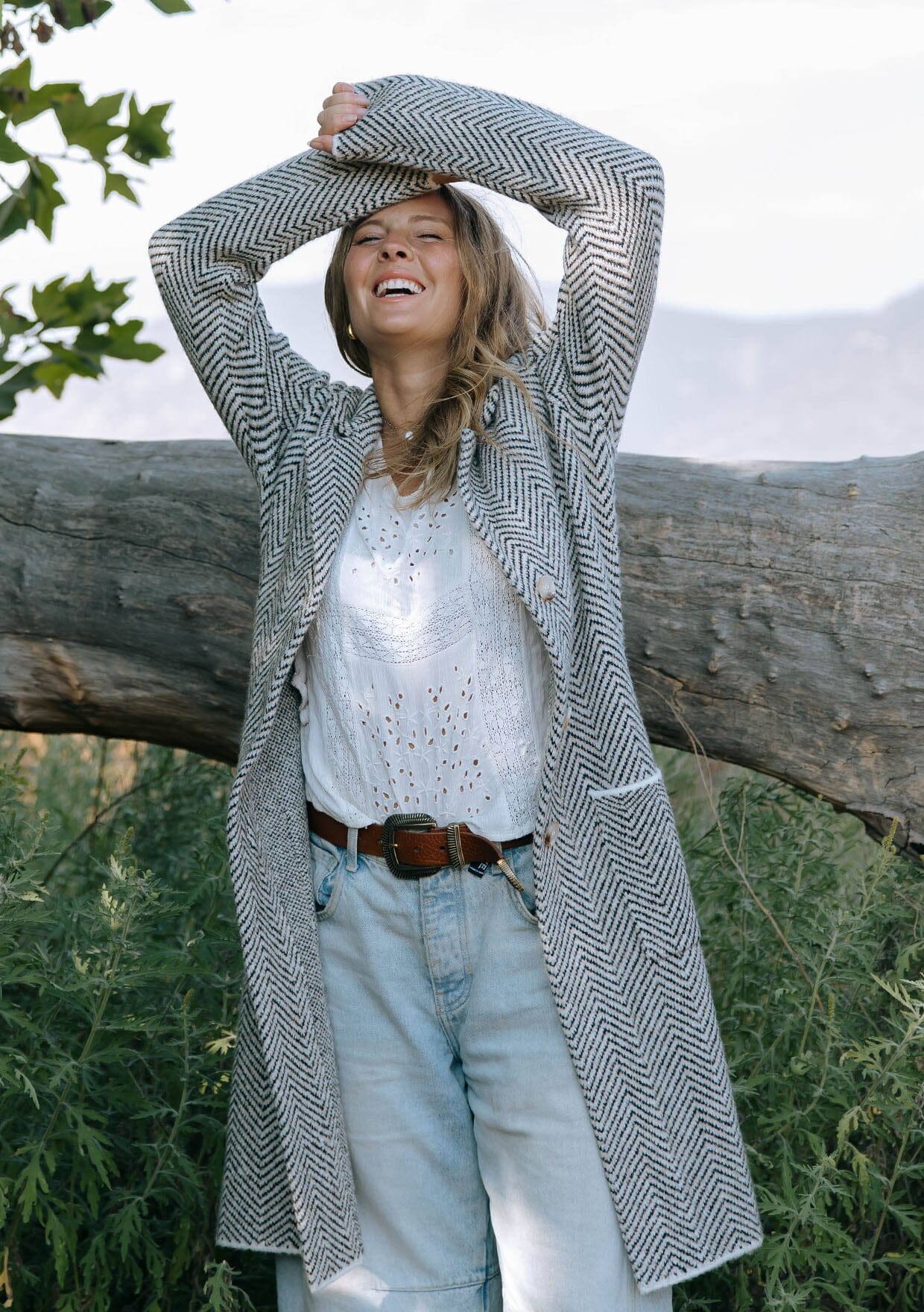 Mia Herringbone Sweater Coat