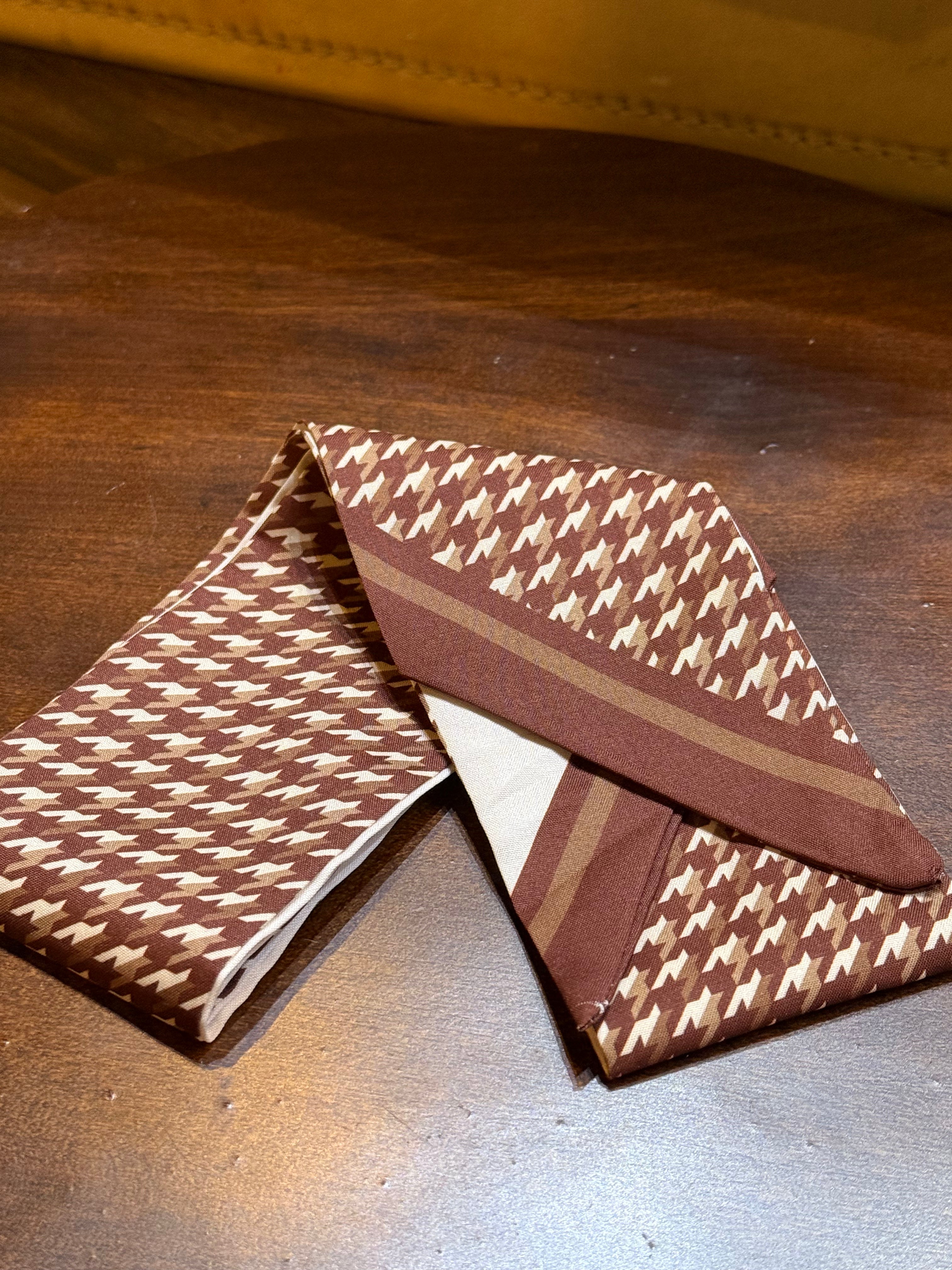 Brown Houndstooth Skinny Scarf