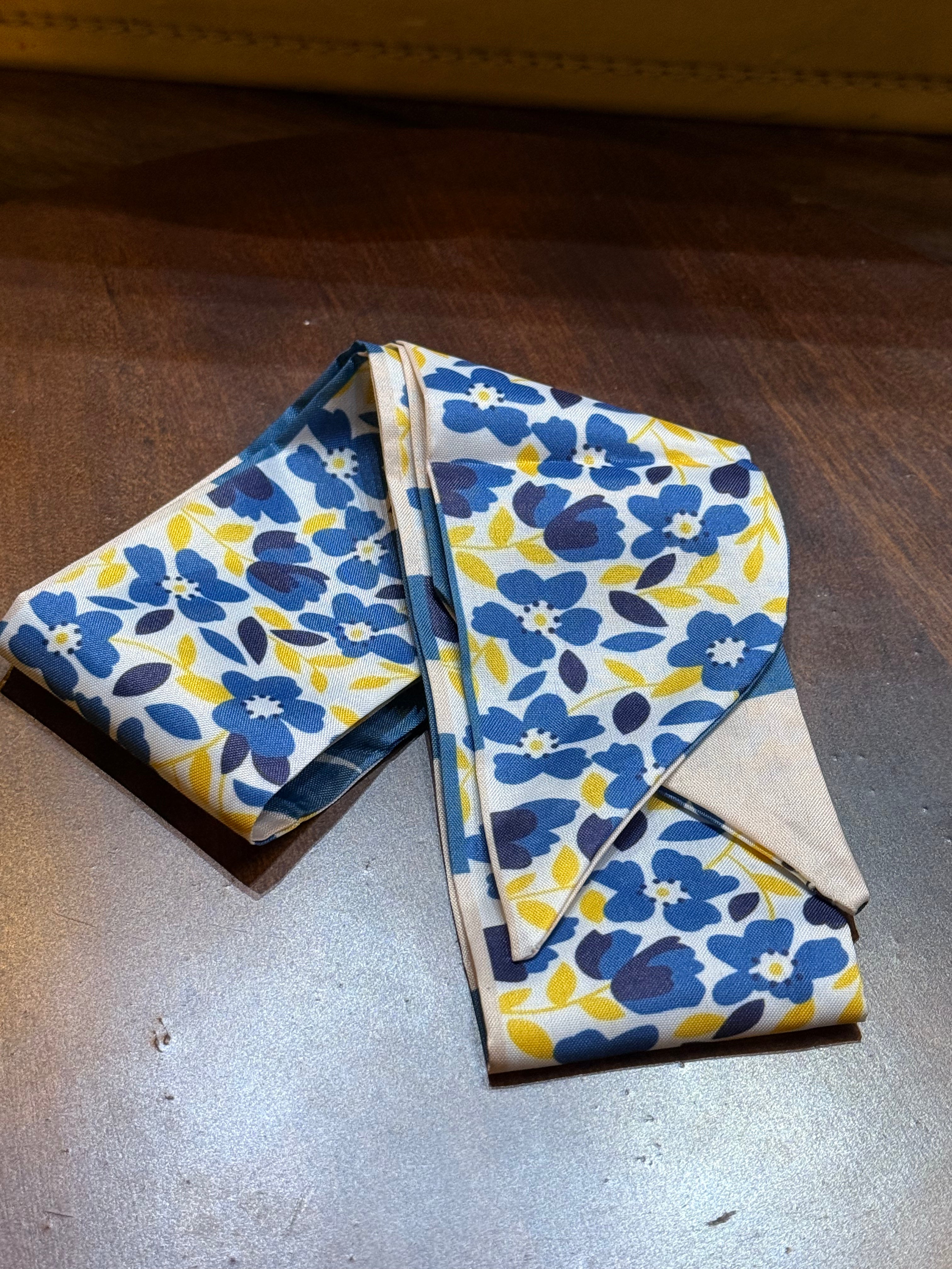 Blue Yellow Skinny Scarf
