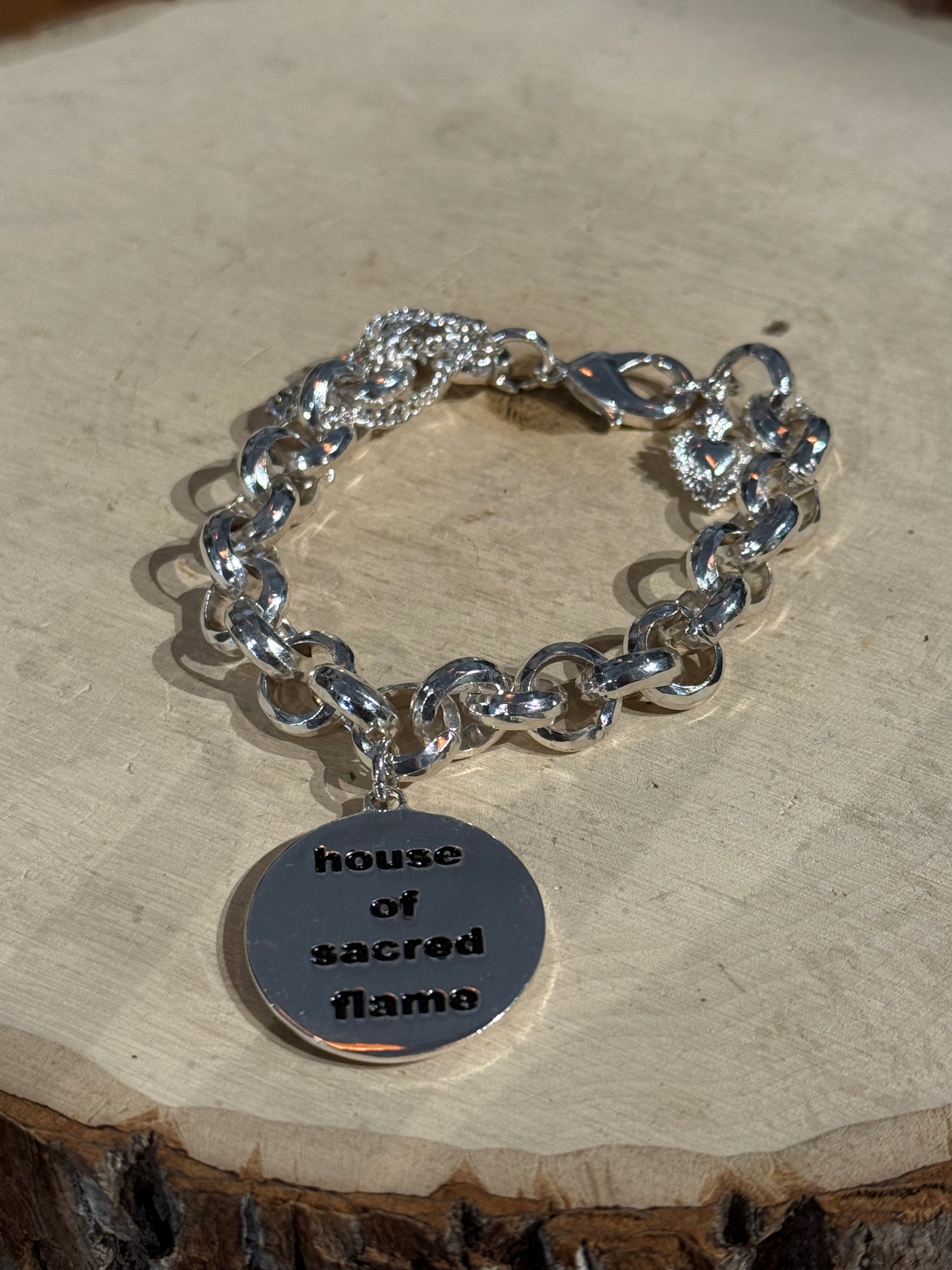Silver La Reina Rolo Medallion Bracelet
