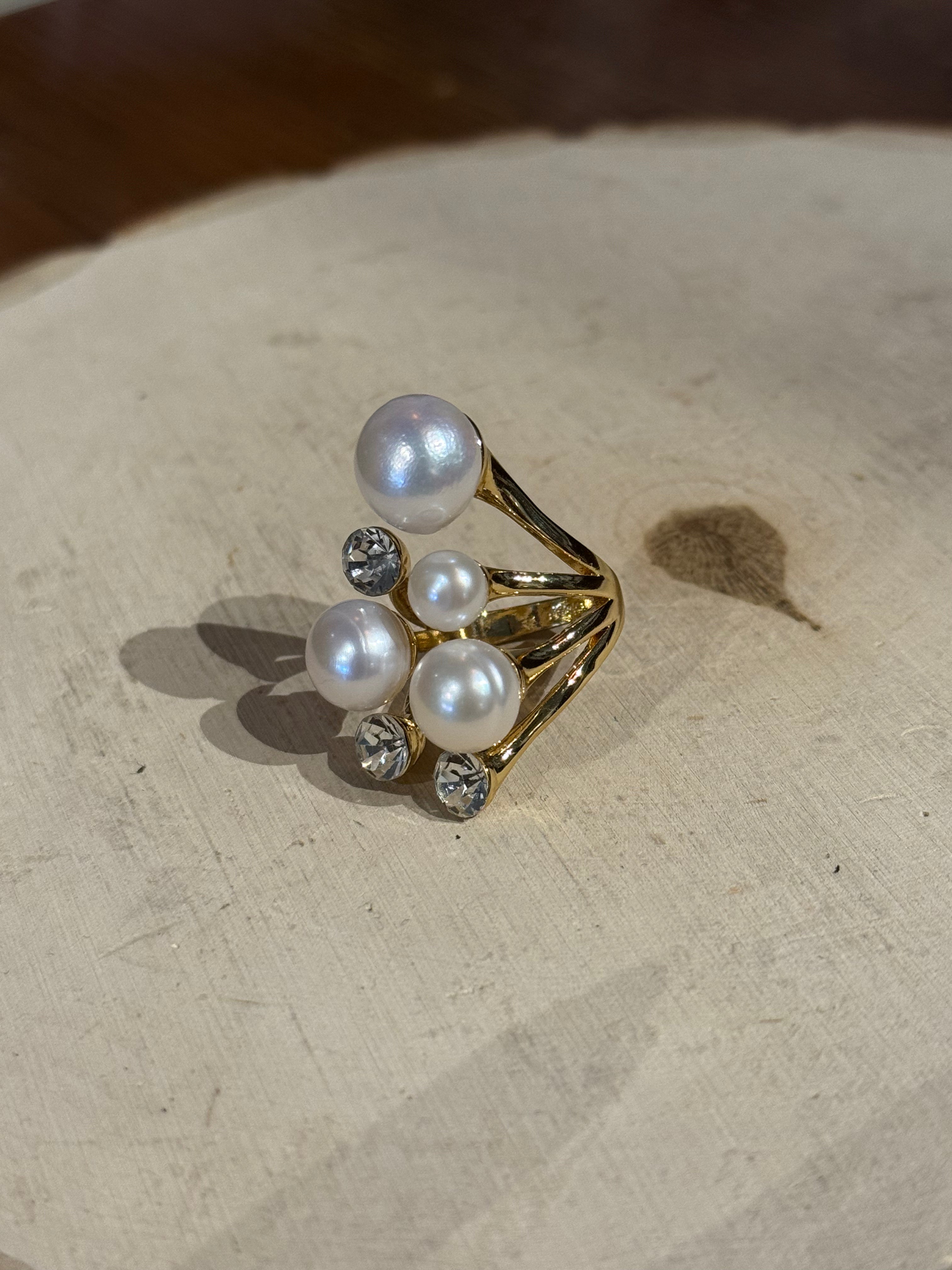 Crystal Pearl Ring