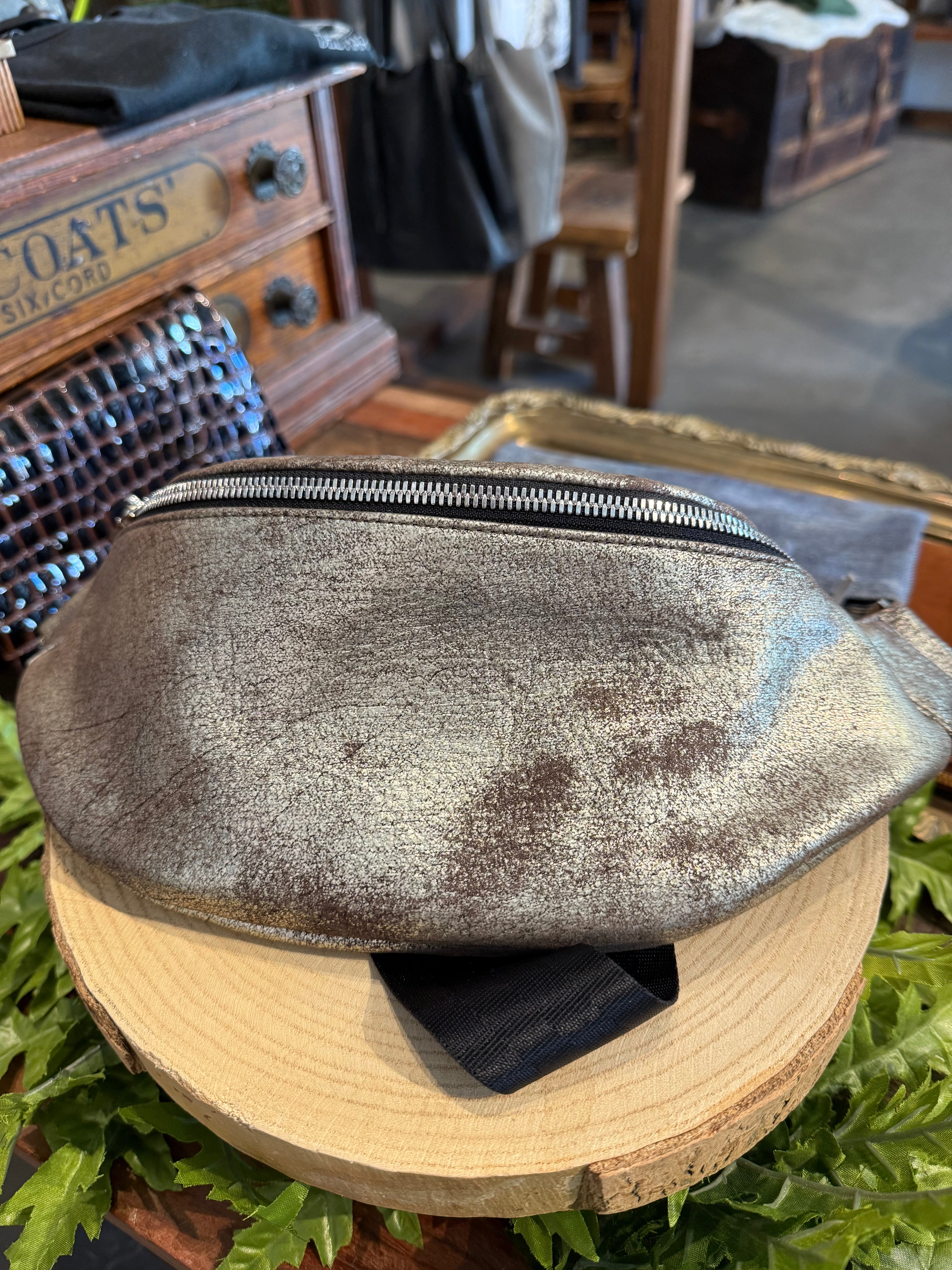 Brown Silver Metallic Fanny Pack
