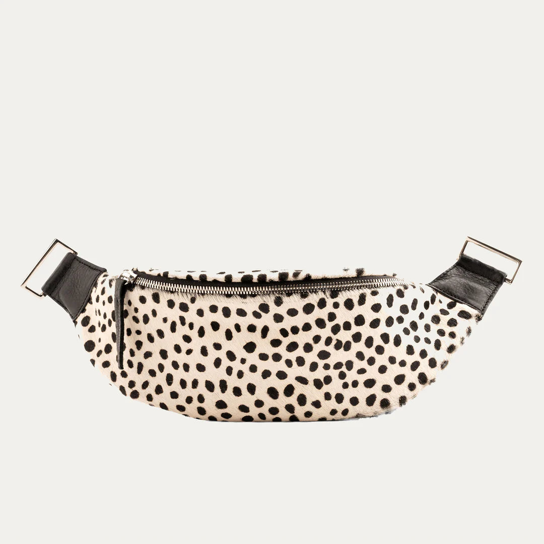 Black White Cheetah Fanny Pack