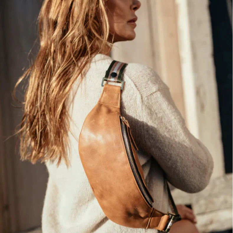 Distressed Cognac Fanny Pack