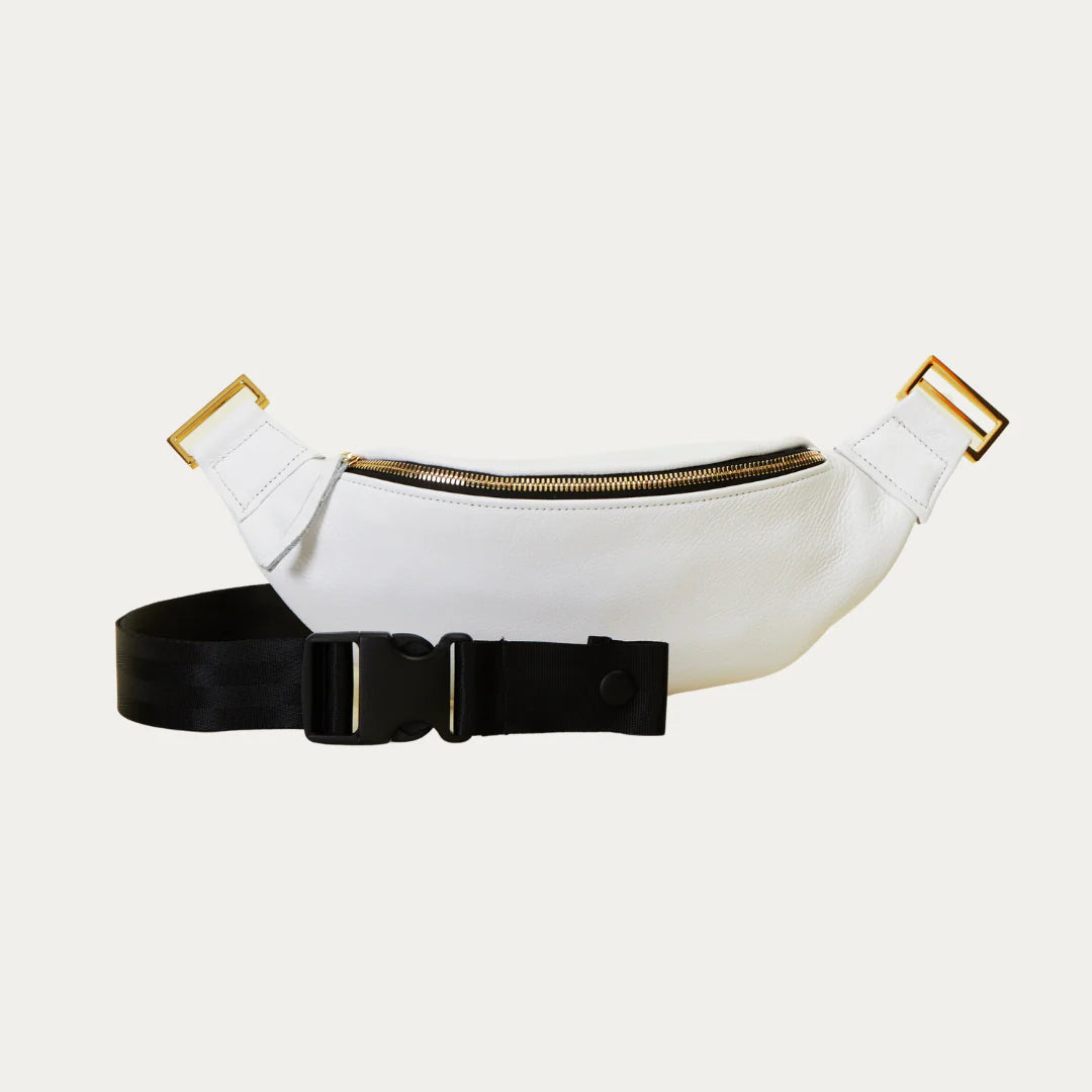 White Gold Hardware Fanny Pack