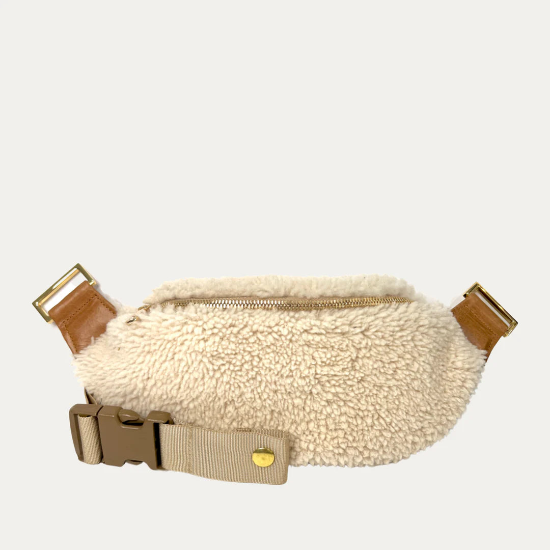 Bone Shearling Fanny Pack