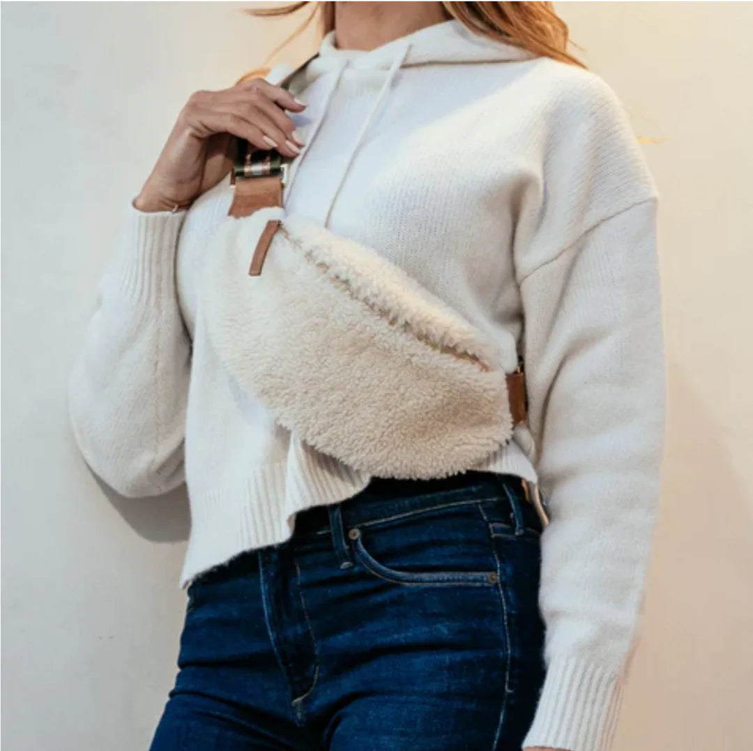 Bone Shearling Fanny Pack
