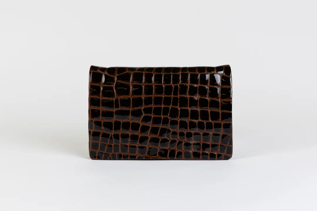 Brown Patent Leather Belt Bag