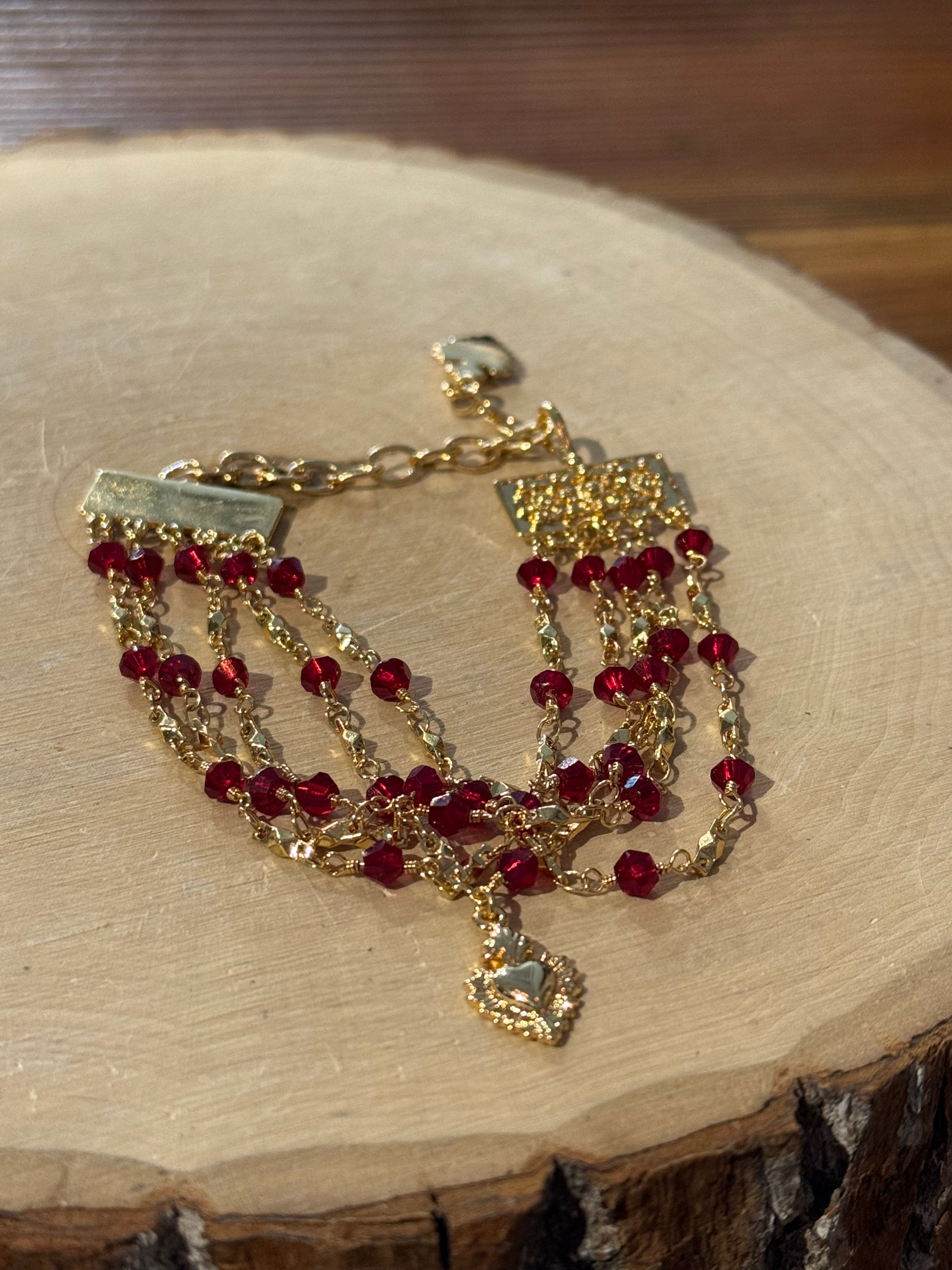 La Reina Rojo Crystal Layered Bracelet